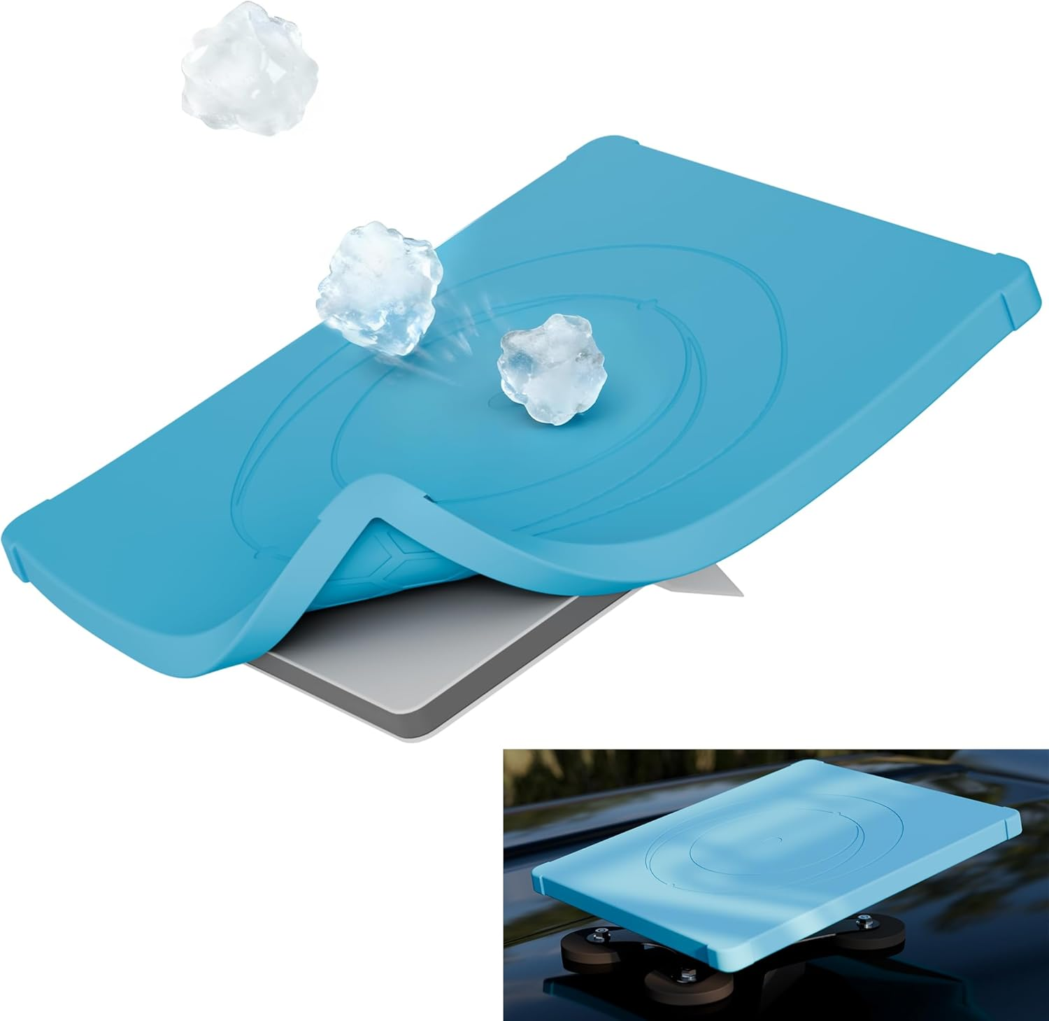 Starlink Mini Case Cover, Silicone Protector with Hook to Hang Starlink Mini on the Backpack for Non-Stop Signal Black - Blue