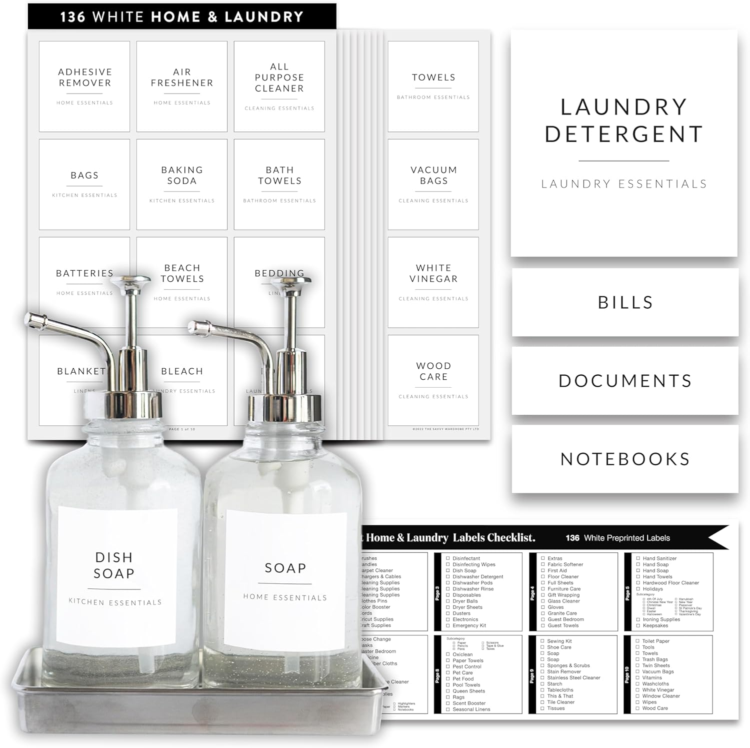 Laundry Labels for Jars, 136 Home & Laundry Stickers, Laundry Room Organization, Office & Kitchen Labels, Cleaning Stickers for Jars & Spray Bottles, Linen Closet Household image number 4