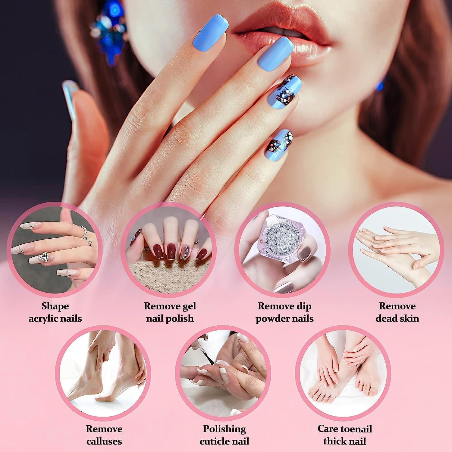 Electric Nail Drill Acrylic Nail File with Wireless Charging & Storage Base for Gel Nails, Portable Rechargeable Electric Nail Drill Machine for Polishing Grinding Trimming, Safe for Beginners Professional image number 6