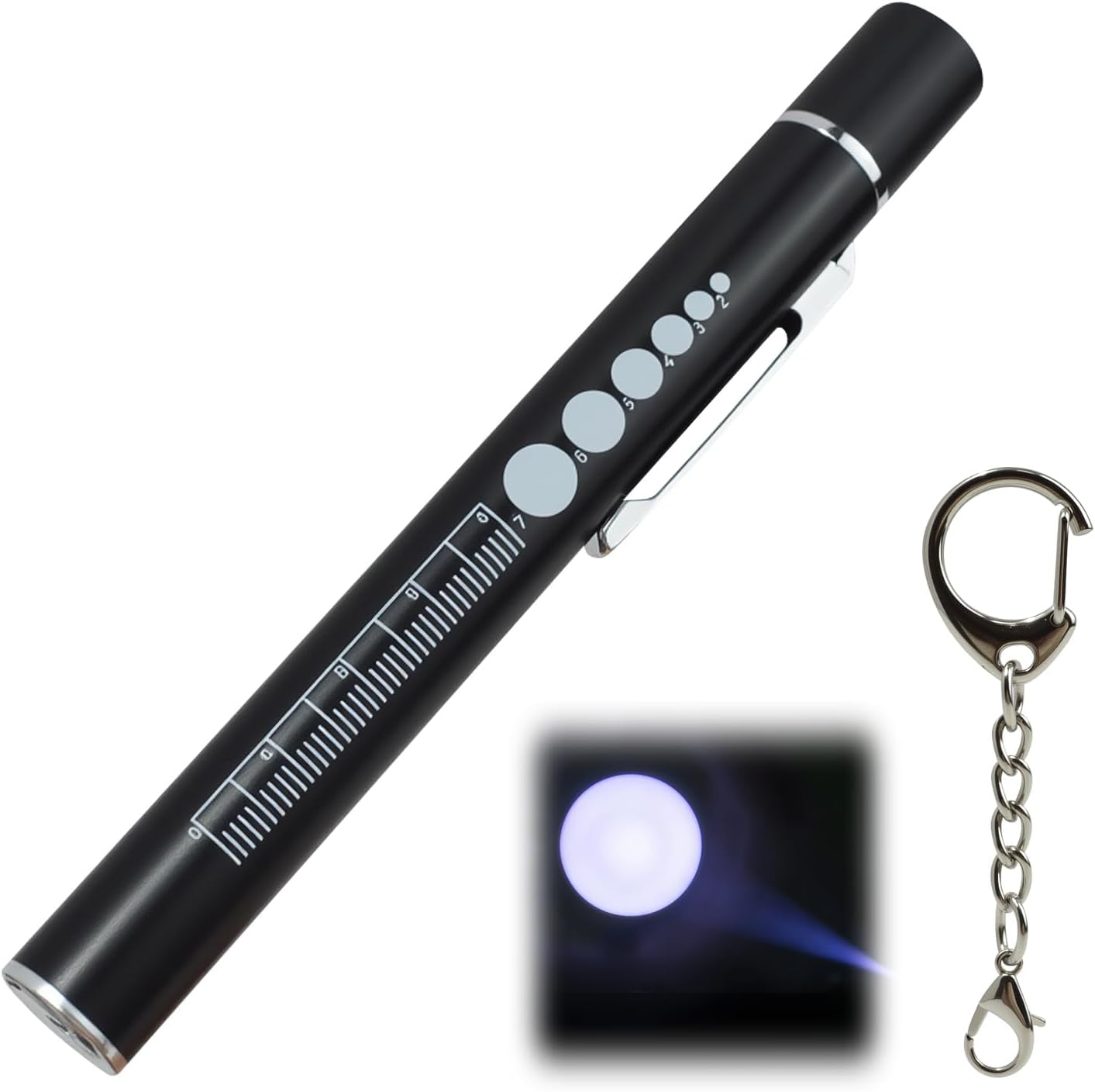 USB Rechargeable Pen Lights with Pupil Gauge & Ruler, LED Penlights,Warm/White Light, Stainless Steel Clip, Dual Source Penlight Flashlights for Home, Car, Emergencies, Inspection, Working, Repair