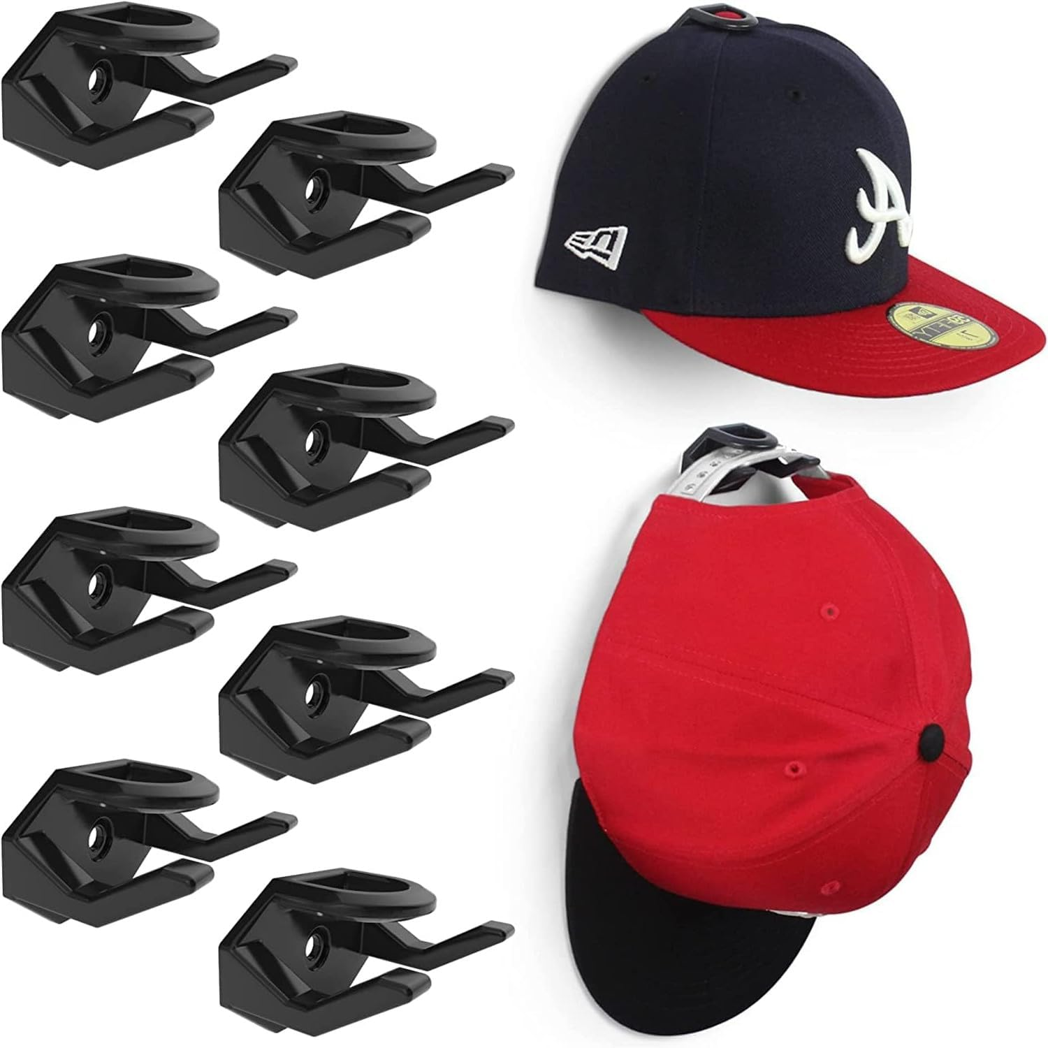 Adhesive Hat Hooks for Wall, Hat Rack for Baseball Caps, Minimalist Hat Display, Strong Hold Hat Hangers for Wall (Clear, 16 Pcs)