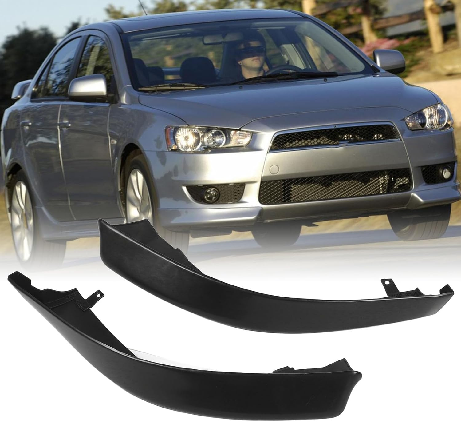 Front Bumper Spoiler, 2Pcs ABS Snap on Front Bumper Side Spoiler Replacement with Screw Kit for Mitsubishi Lancer DE GTS ES VR‑X Aspire, Front Bumper Lip Spoiler, Car Accessories image number 1