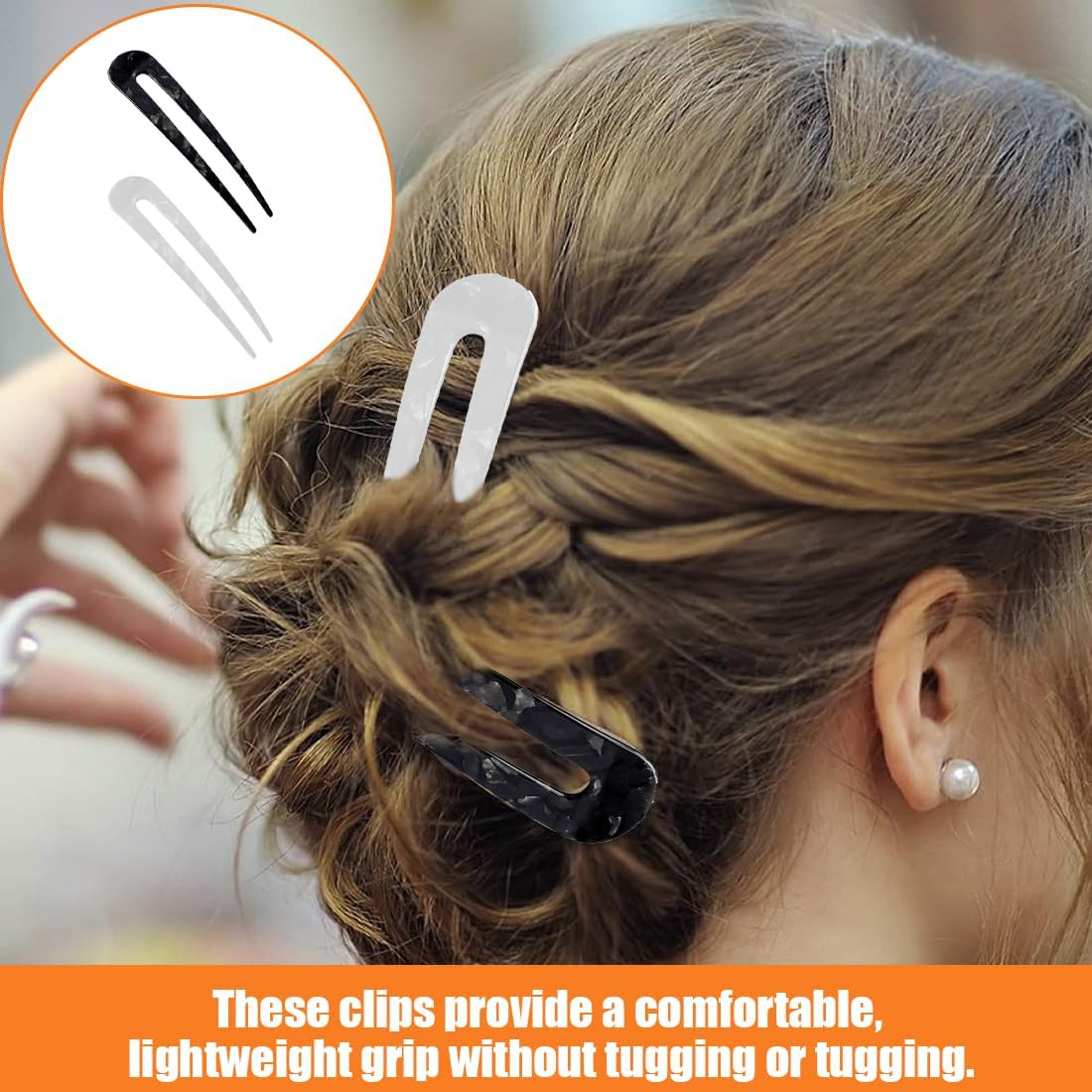 BIRLOZA Pack of 2 U-Shaped French Hair Fork Retro Hair Sticks Chinese Retro Hair Sticks Prong Hairpin Bun Hair Sticks Handmade Hair Clips for Women Girls image number 6