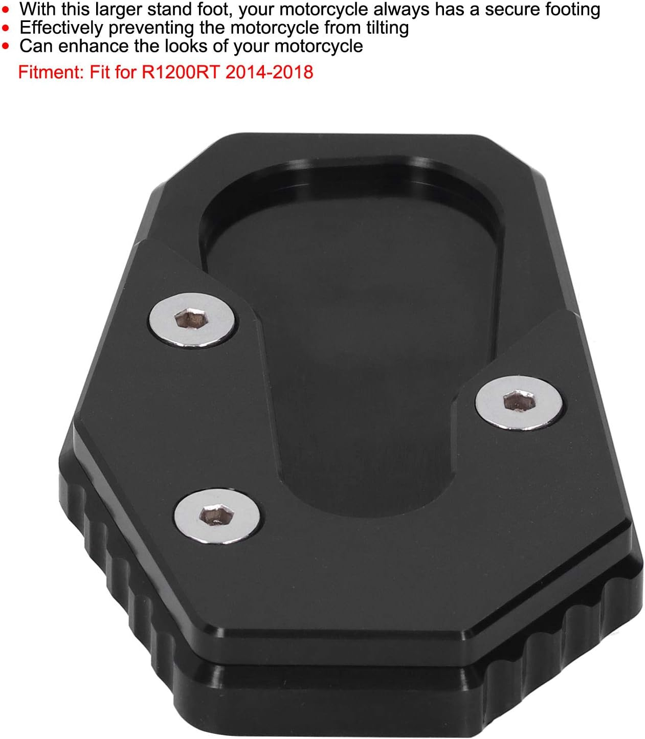 Foot Side Stand Extension Pad Plate, Convenient Durable Motorcycle Kickstand Extender Lightweight for Motorcycle for Most People(Black) image number 5