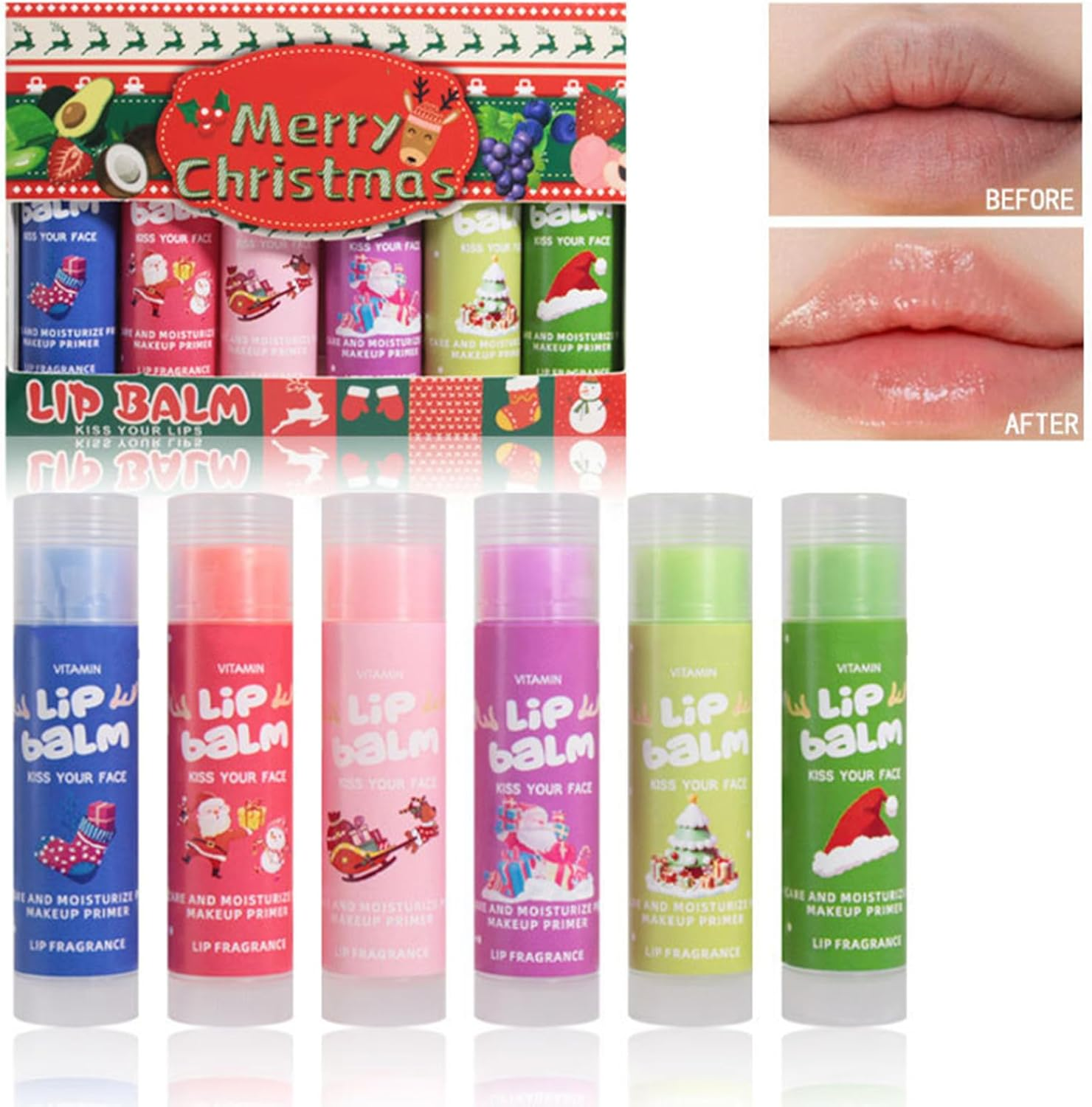 Yhong 6 Piece Fruity Lip Balm Collection Set Moisturizing Lip Care for Women Men Kids Multicolor One Size image number 2