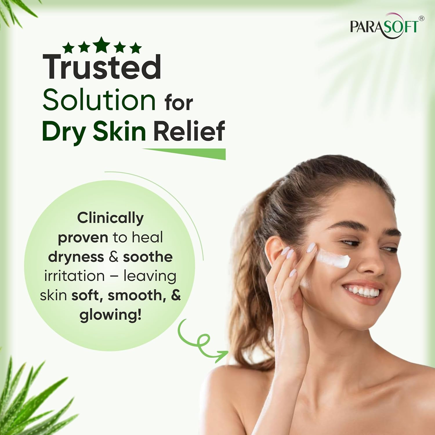 Parasoft Cream for Dry & Dehydrated Skin Intense Moisturizer Nourishing Cold Cream & Winter Cream Goodness of Aloe Vera for Both Men & Women Quick Absorbing & Non-Greasy Paraben Free- 60GM (Pack of 2) image number 2