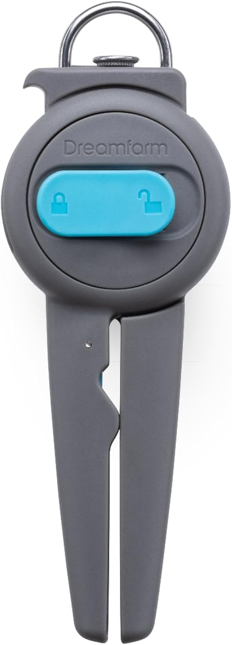 Dreamfarm Dopener 3-In-1 Ergonomic Can Opener Smoothes Can Edges for Safe Removal with Jar Lid Seal-Breaker & Can Ring Puller - Grey