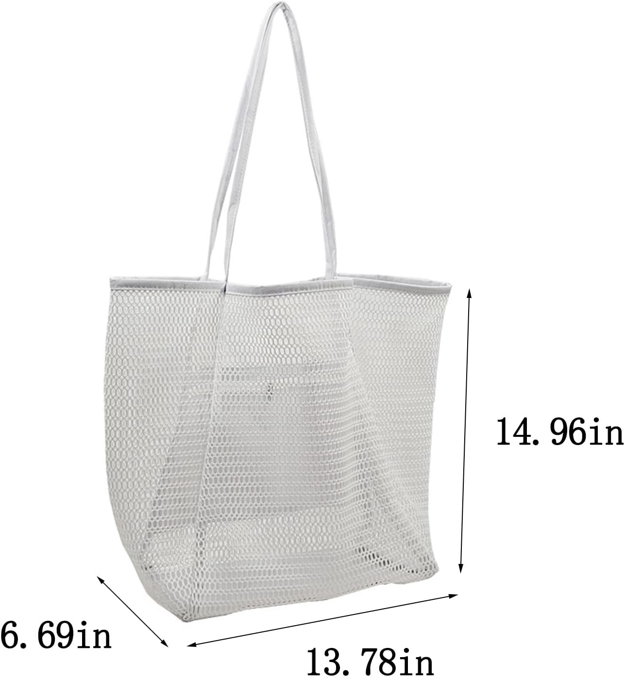 Large Mesh Beach Bag and Beach Bag Tote, Toy Tote Bag with Pockets Are Lightweight Foldable for Family Pool & Vacation Essential,White image number 1