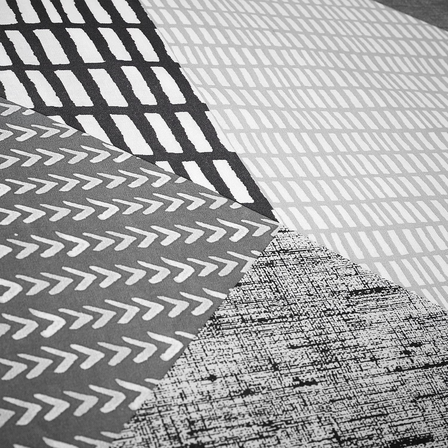 Catherine Lansfield Larsson Geo Reversible King Duvet Cover Set with Pillowcase Grey image number 1