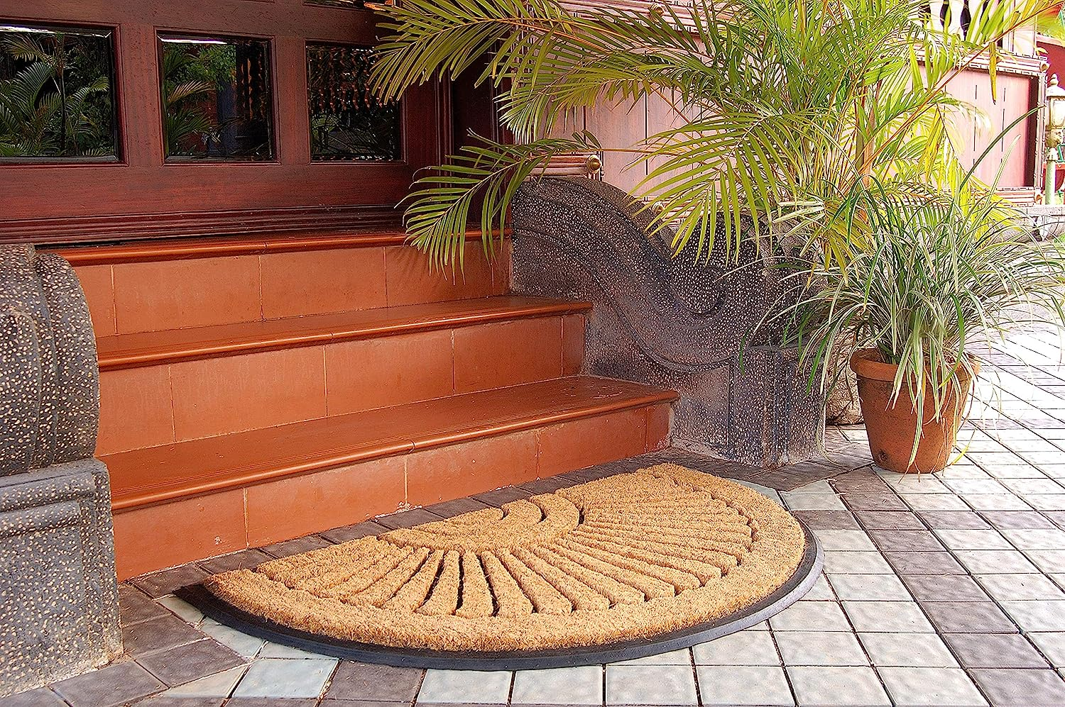 60X90 CM Half round Semi Circle Rubber and Coir Doormat Welcome Entry Mat Kochi image number 5