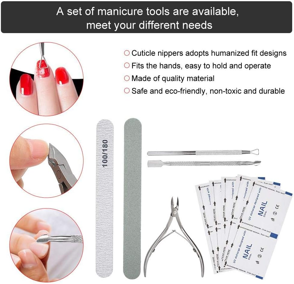 Manicure Tool Manicure Pedicure Tools Steel Pusher, Nail Polish Removal Tool, Professional Manicure Tool Set for Professional Nail Salon Individual Use image number 2