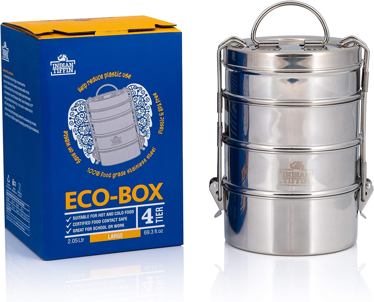 Indian-Tiffin 4 Tier Tiffin Box (Large) image number 1