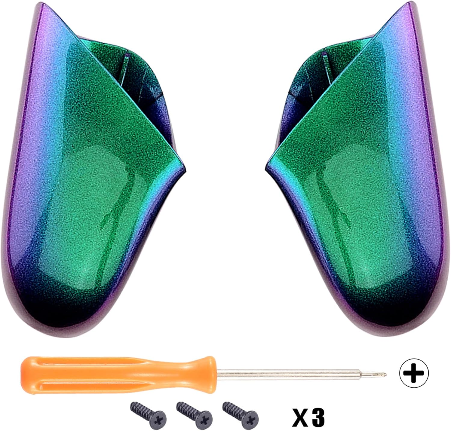 Extremerate Chameleon Replacement Handle Grips for Nintendo Switch Pro Controller, Green Purple DIY Hand Grip Shell for Nintendo Switch Pro - Controller NOT Included image number 1