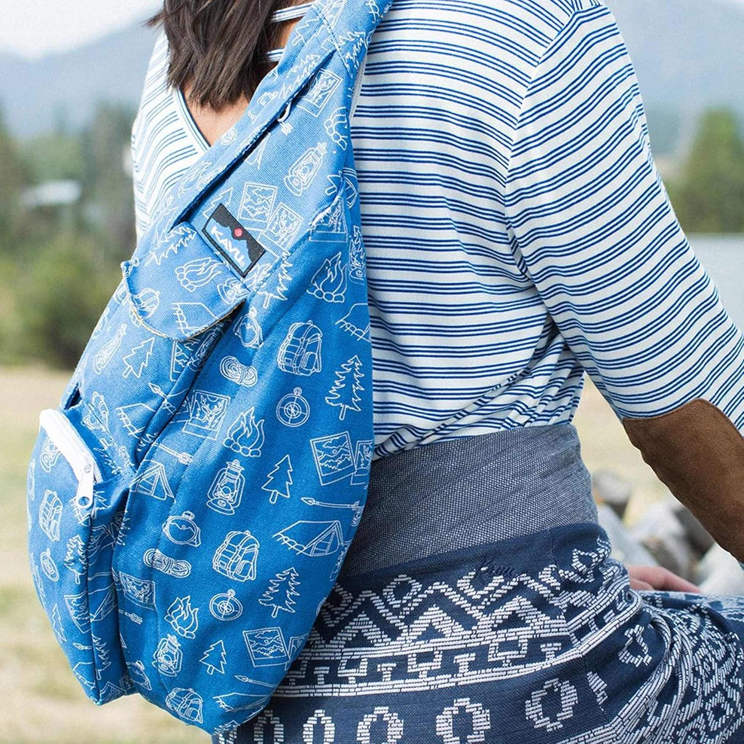 KAVU Rope Bag - Sling Pack for Hiking, Camping, and Commuting - Beach Paint image number 4