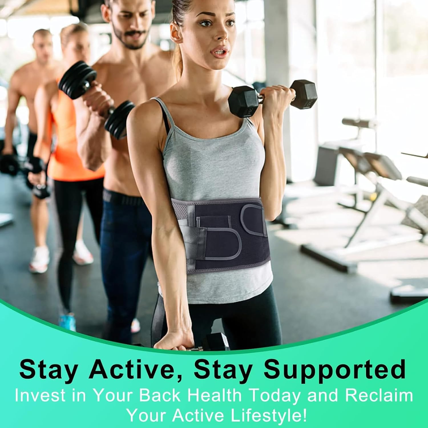 HONGJING Back Brace for Lower Back Pain Relief with 7 Stays, Lumbar Support Belt with Breathable Mesh for Heavy Lifting and Sciatica Pain Relief (M) image number 6