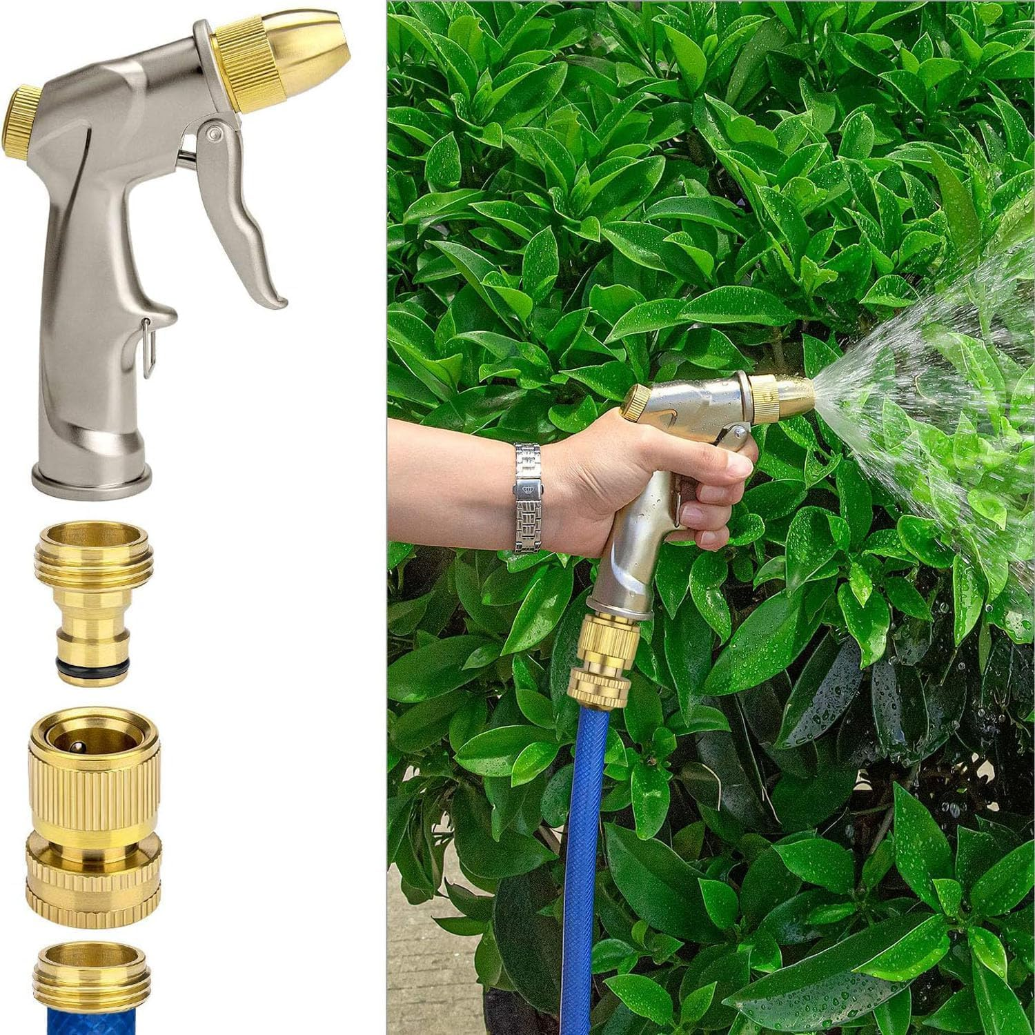 1Pcs Brass Garden Quick Hose Adapter (1/2" Outer Male Head) Brass Garden Hose Quick Connect Fittings Garden Hose Connector for Lawn& Garden Washing Cars Watering Plants image number 5
