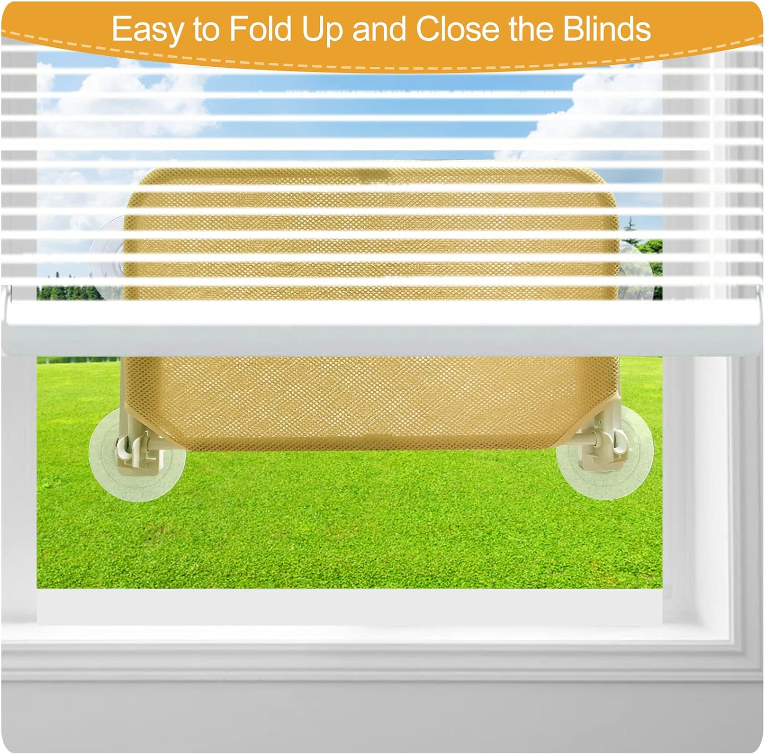 Foldable Cat Window Perch, Cordless Cat Windows Hammock with 4 Strong Suction Cups, Window Cats Beds for Indoor Inside, Large Cats Seat Windowsill Safety with Sturdy Metal Frame Soft Cover image number 2