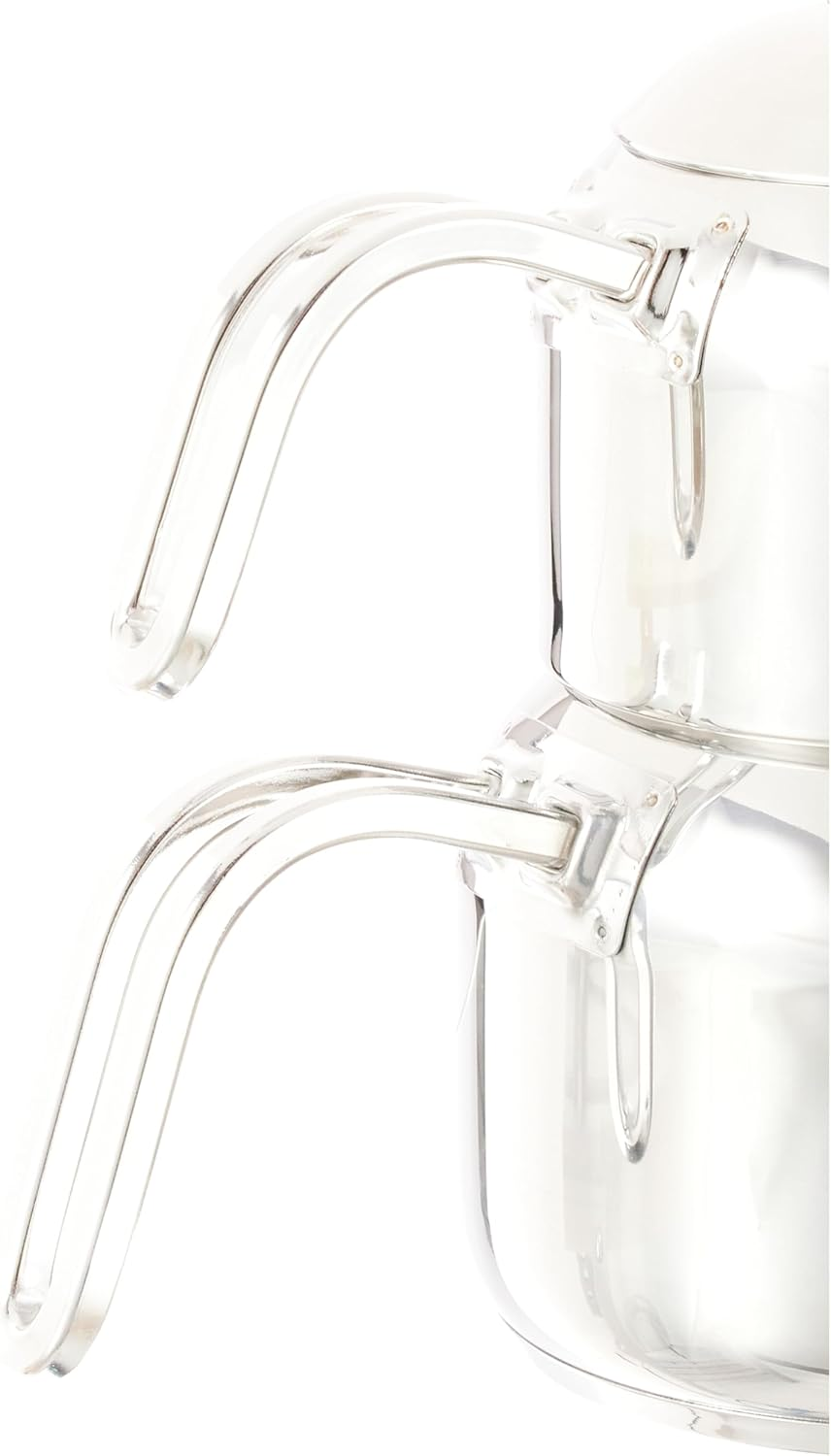 Karaca Manes Mini Turkish Teapot Set - Stainless Steel Teapot with Lid - (Turkish Tea Pot 0,85 Liters & Water Tank 1,25 Liters) - Non-Burning Bakelite Handles Midi Tea Maker & Induction Tea Kettle image number 1