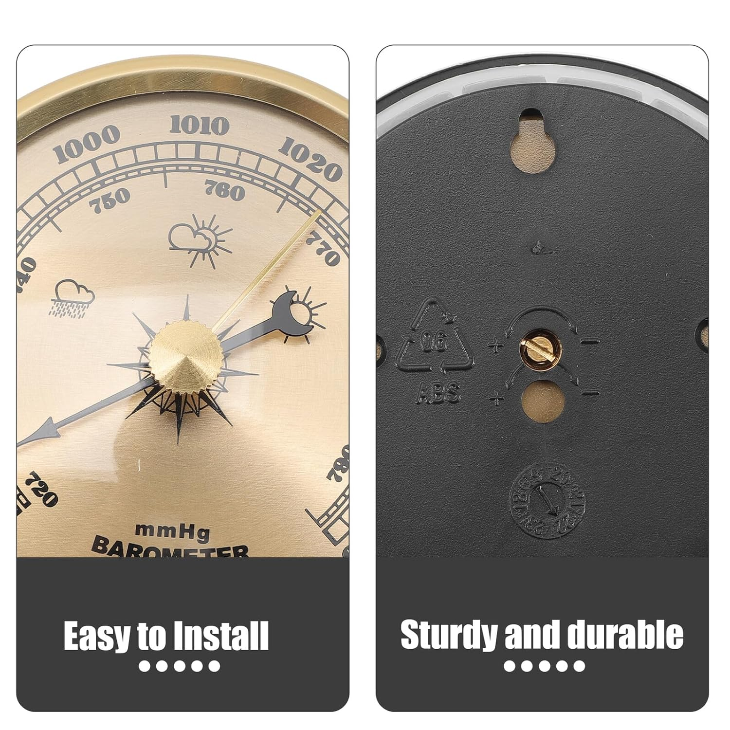 UPKOCH Dial Type Aneroid Barometer Home Use Wall-Mounted Adjustable Multifunctional Weather High Precision Temperature Gauge