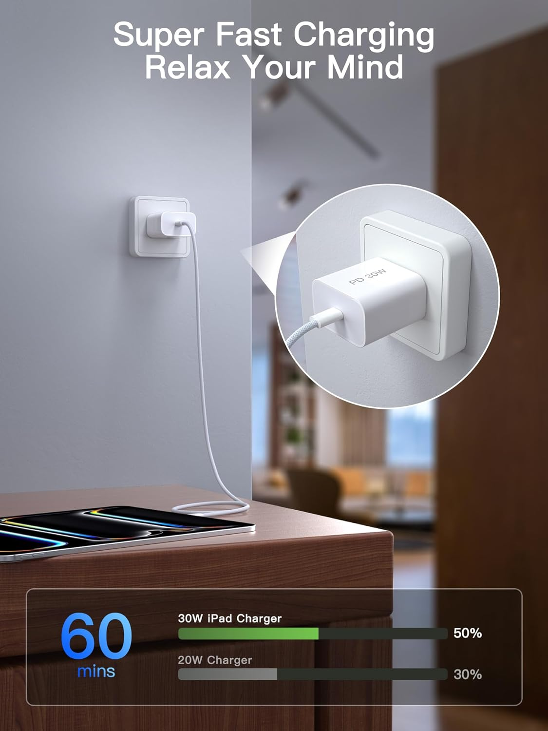 30W USB C Fast Charger Iphone 17 16 Charger - USB Type C Wall Charger Block for Iphone Air/17/17 Pro/17 Pro Max/16/16E/Iphone 15/Ipad Pro, 2 Pack PD Fast Charger USBC with 6FT USB C to C Cable image number 1