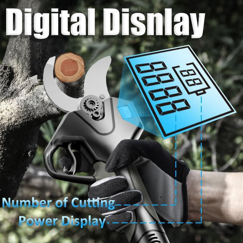 Electric Pruning Shears with Pole, 50Mm Cordless Pole Pruning Shears with 2 X 4.5Ah Battery, 4.3-6.9 Ft Adjusted Retractable Pole, Digital Display, Long Reach Pruner Branch Scissors for Hedge, Bush image number 5