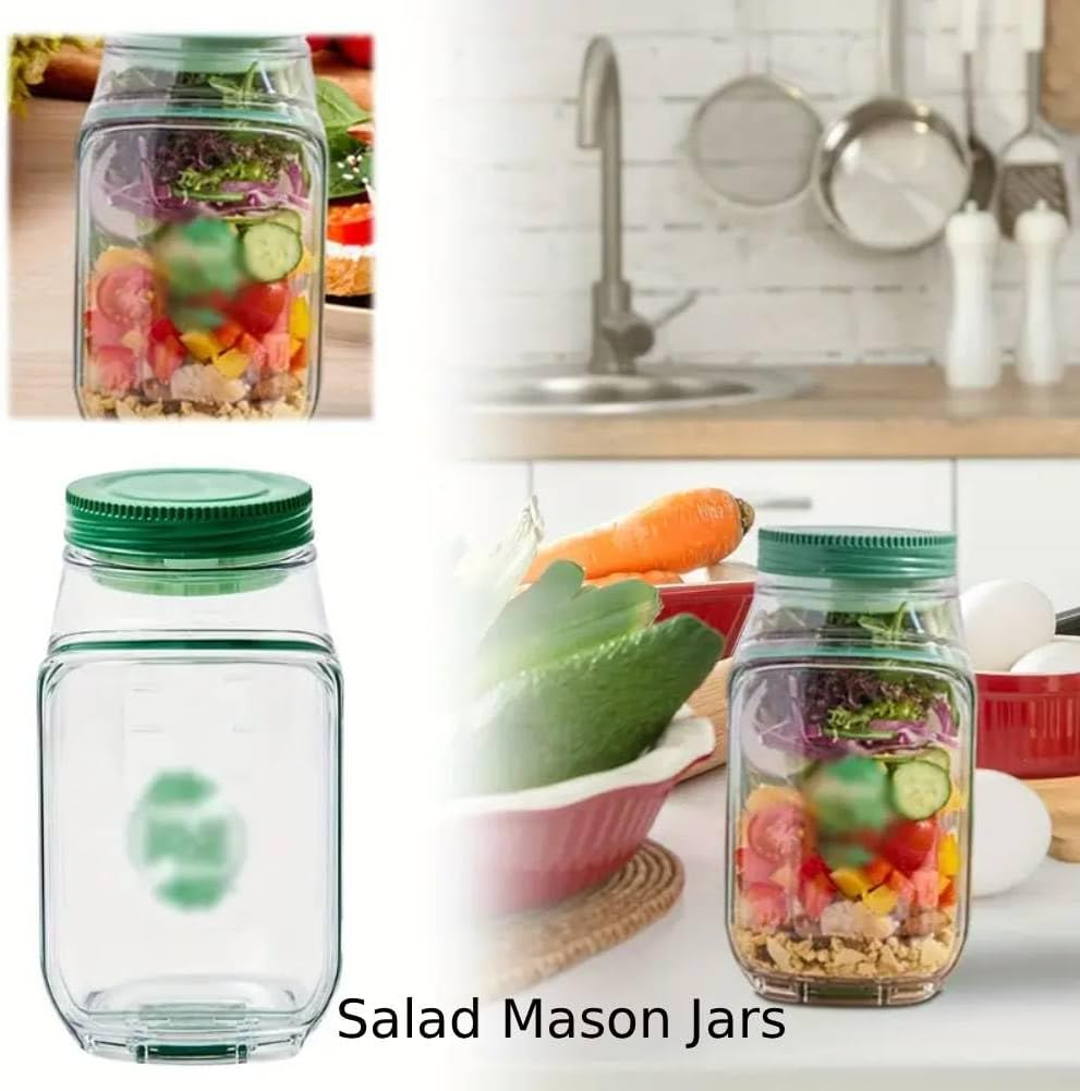 Salad Pod and Jar Combo, Leakproof Portable Salad Box with Lid, Mason Jar with Side Open for Meal Prep, Designed for Home, Outdoor, and Family Use image number 3