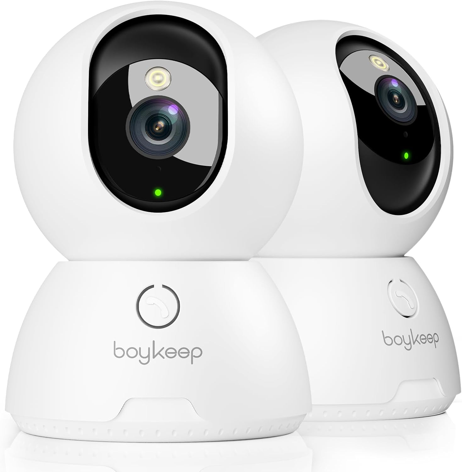 Boykeep Pet Camera 2K, Indoor Camera for Home Security, One-Touch Call, Motion Detection & Tracking, Colour Night Vision, 5G/2.4Ghz Wi-Fi, Cloud/Sd Storage, 2 Pack