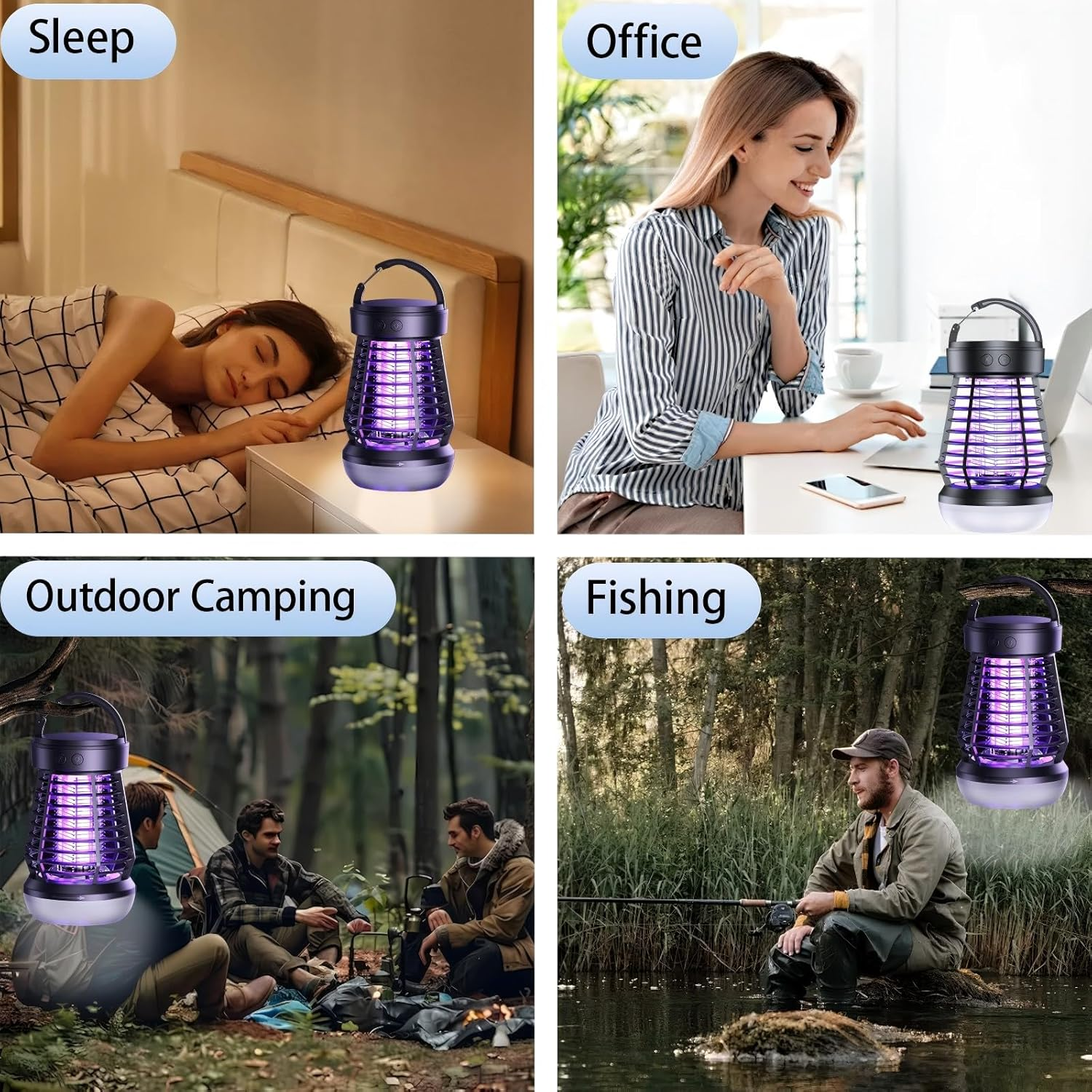 Bug Zapper Outdoor, Mosquito Zapper 2 in 1 Portable & Rechargeable Bug Zapper Outdoor with 2000Mah Battery & LED Night Light, Electric Fly Zapper for outside Camping, Patio, Backyard, Garden image number 3