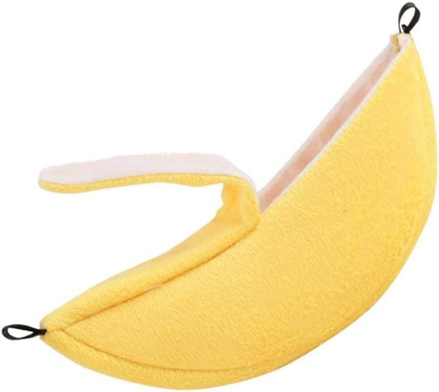 Banana Bed Hammock for Small Animal Warm, Cage for Hamster Small Bird Pet Hanging Swing Bed (Yellow, One Size) image number 3