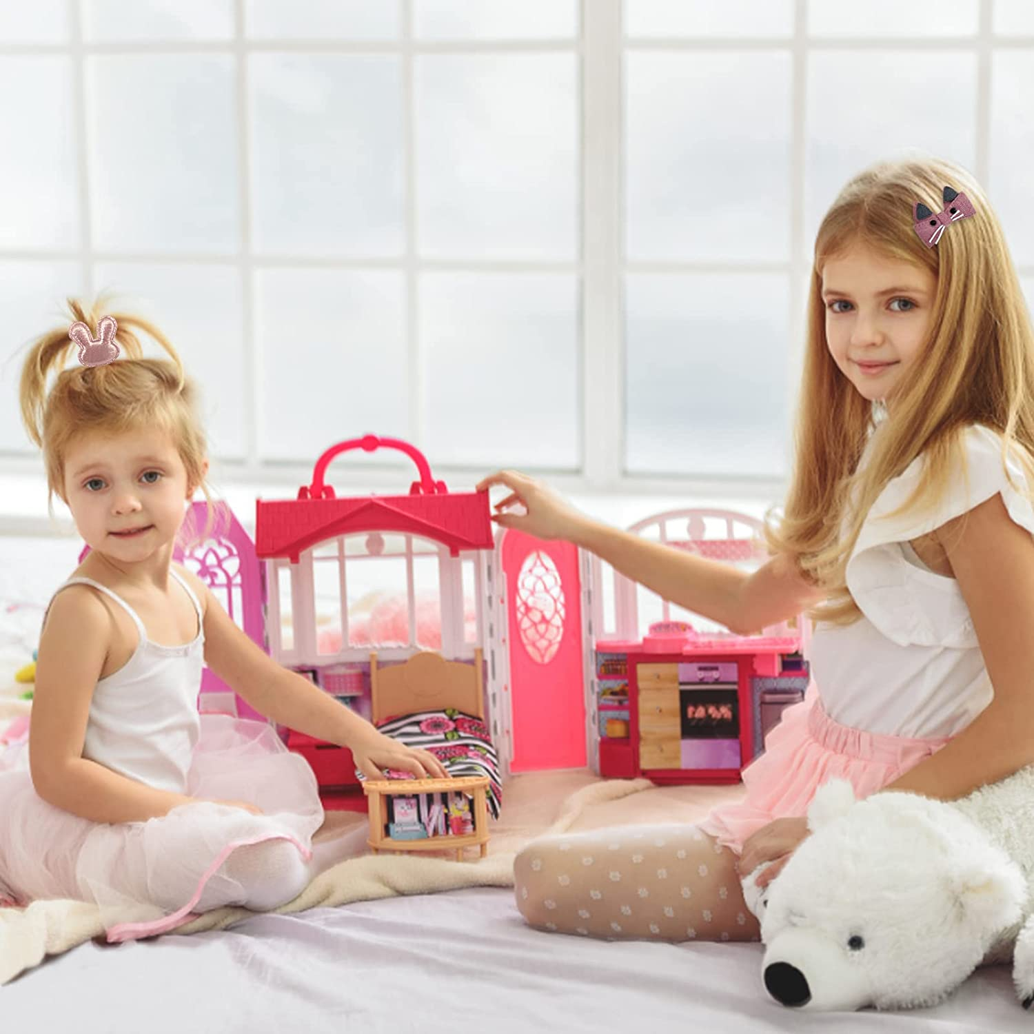 18 Pieces Baby Girls Hair Accessories Clip, Pink Little Girl Hair Accessories Gift Set Assorted Styles Hair Ties Hairpins for Toddlers Kids Children