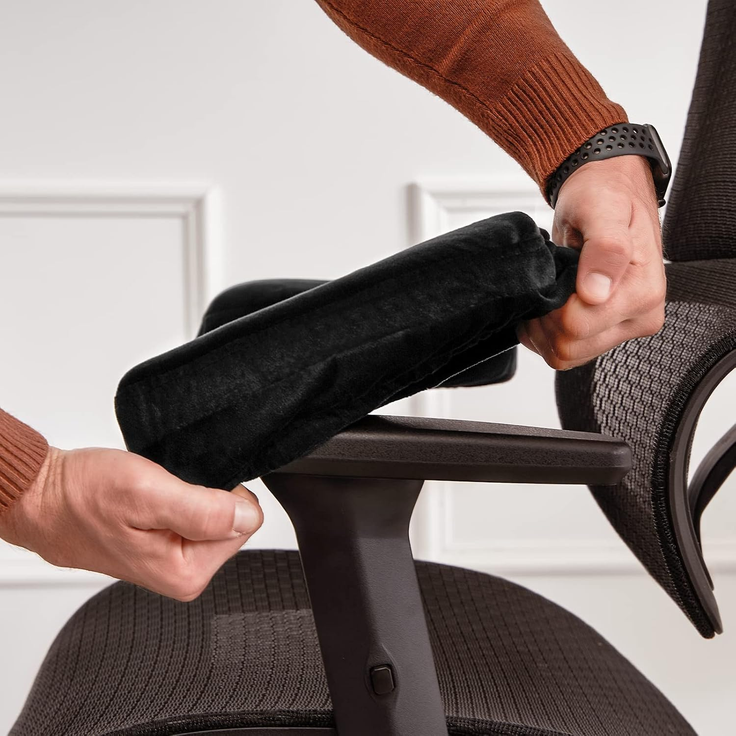 Office Chair Armrest Covers Comfort Memory Foam Armrest Pads for Office Chair Gaming Chair Arm Rest Covers for Elbows Ergonomic Armrest Pillow Pads for Desk Chair (Black, Set of 2)&hellip; image number 1
