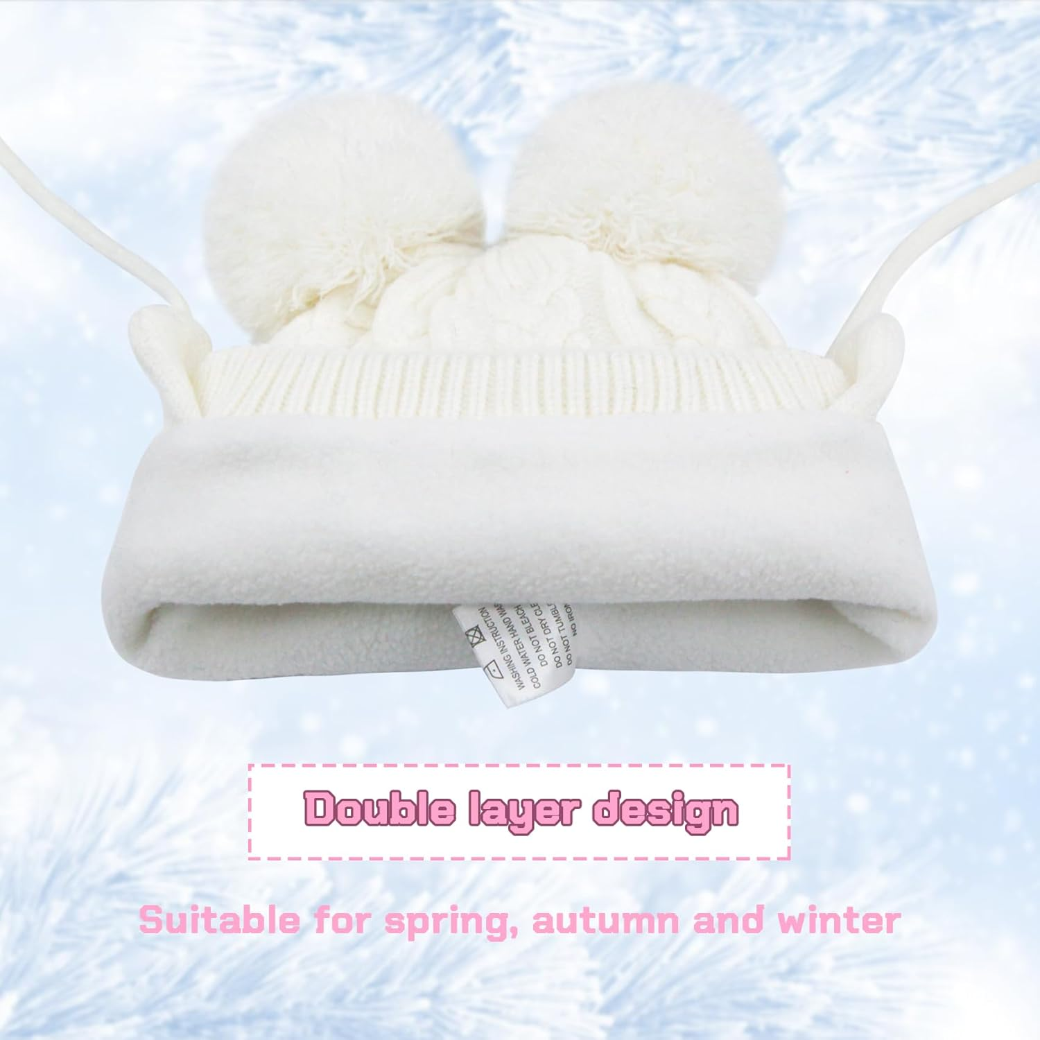 Duoyeree Toddler Winter Hat with Earflap Scarf Hood Thick Warm Kids Skull Cap for Baby Girls Boys image number 1