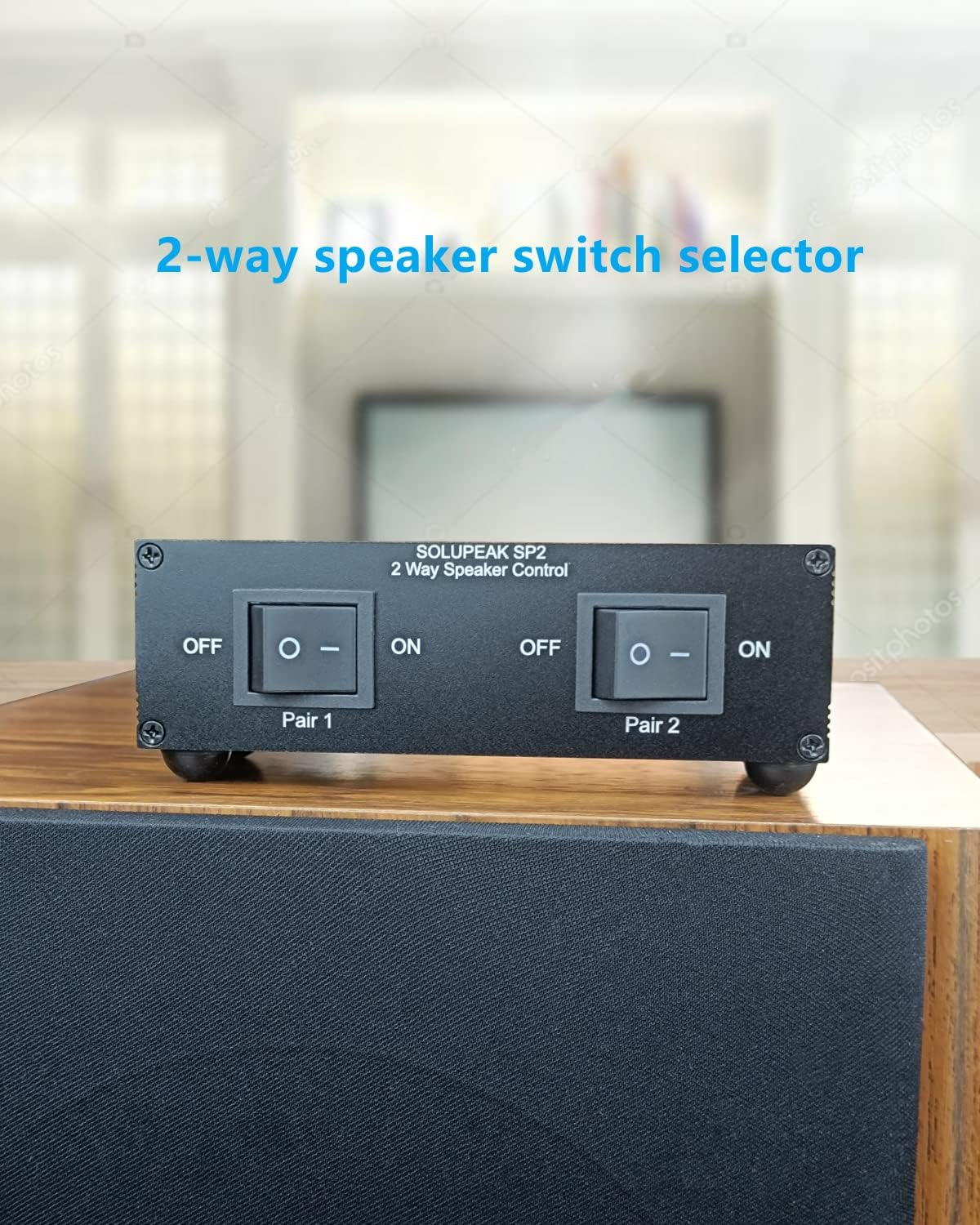 Premium 2 Zone Speaker Selector Switch Box, 2 Way Stereo Audio Speaker Switcher Distribution Box for Multi-Channel High Powered Amp a B Switches -SOLUPEAK SP2