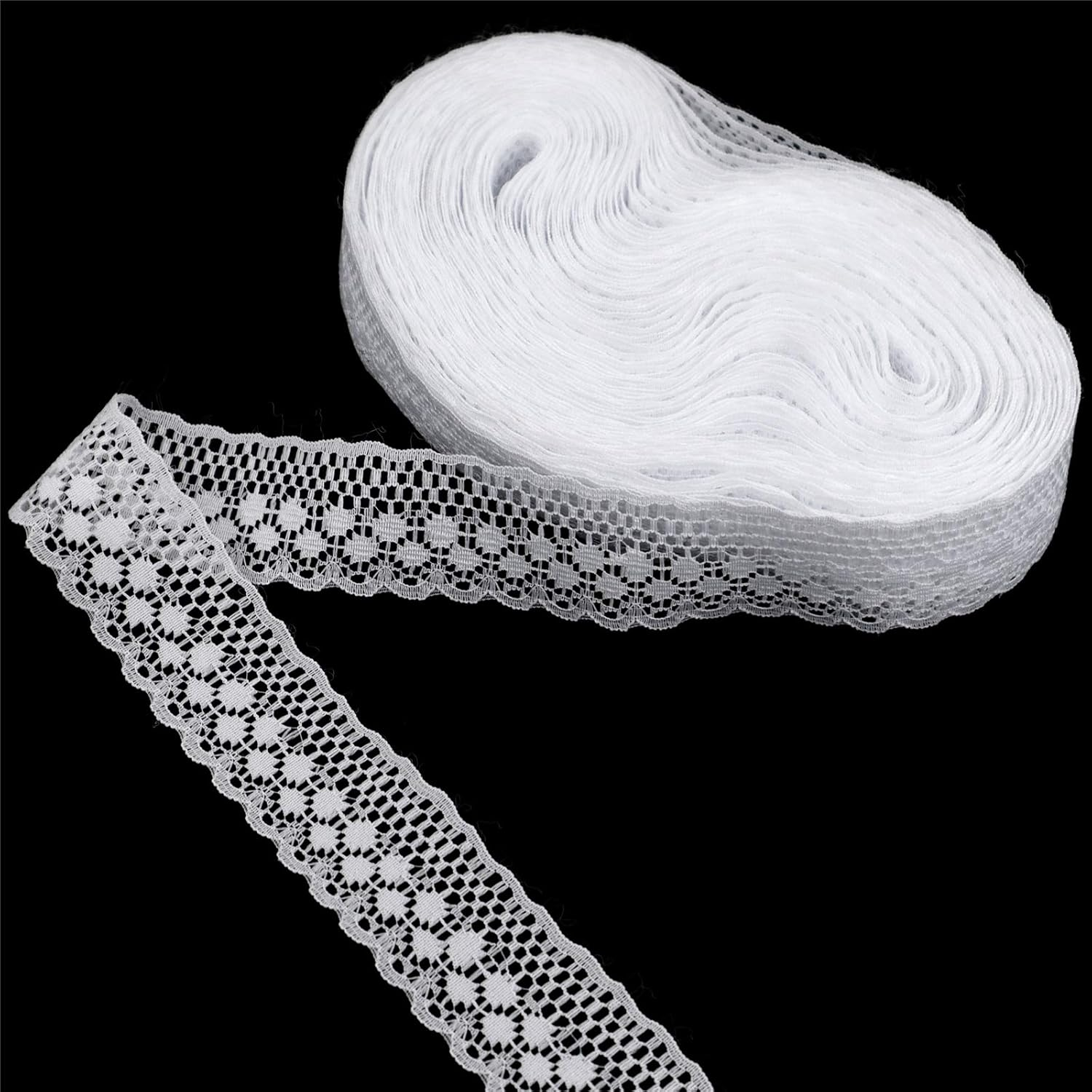 ZNZAKKA White Lace Ribbon Sewing Flower Lace Trim for Crafts Bridal Wedding Decorations, Bouquet and Gift Packaging (1.4Inch, 22 Yards)