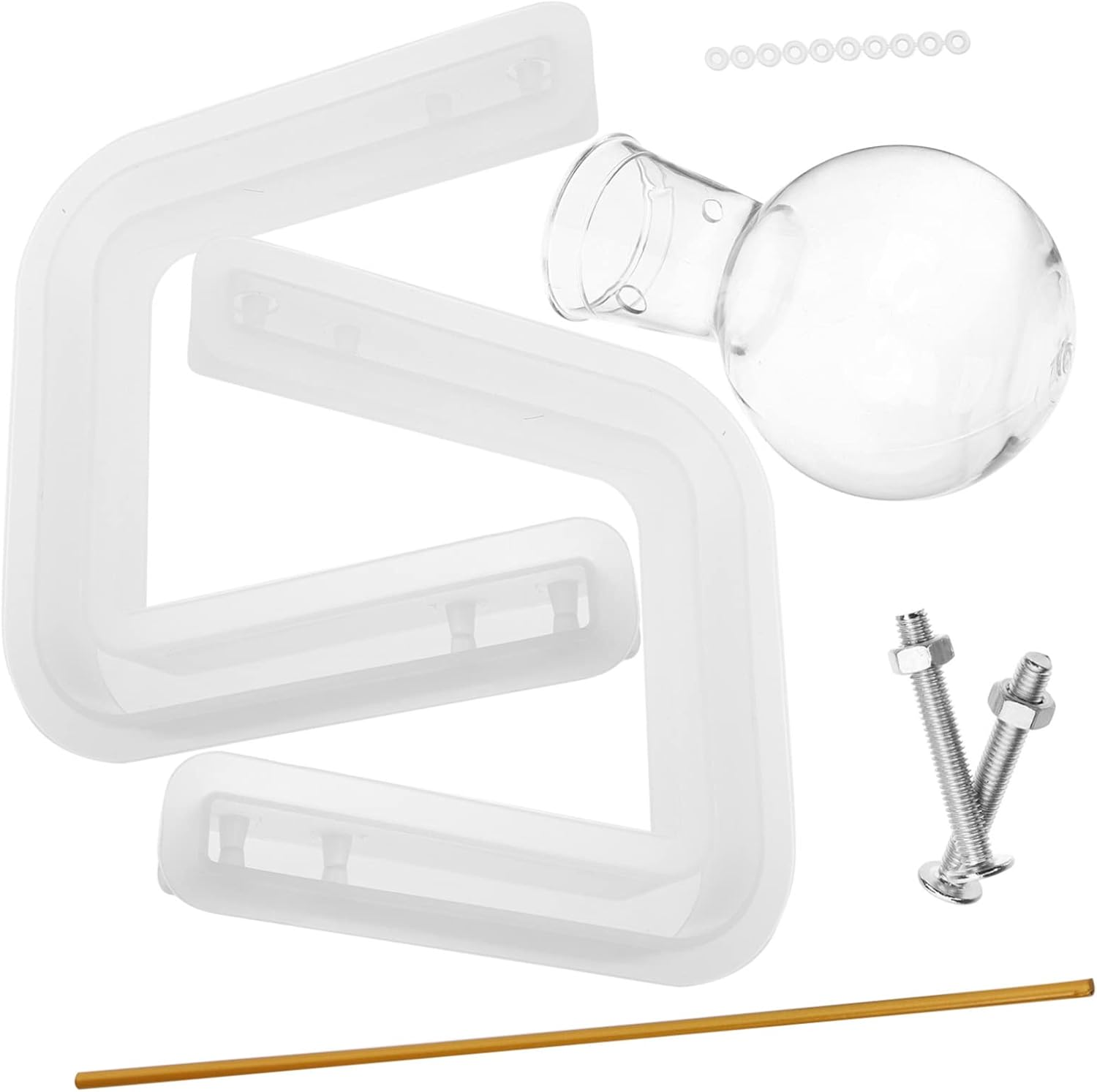 WOONEKY Creative Hydroponic Planter Kit Silicone Propagation Stand Mold Set with Gold Rod Small U-Shaped Rack for DIY Hydroponic Gardening and Resin Craft Supplies image number 3