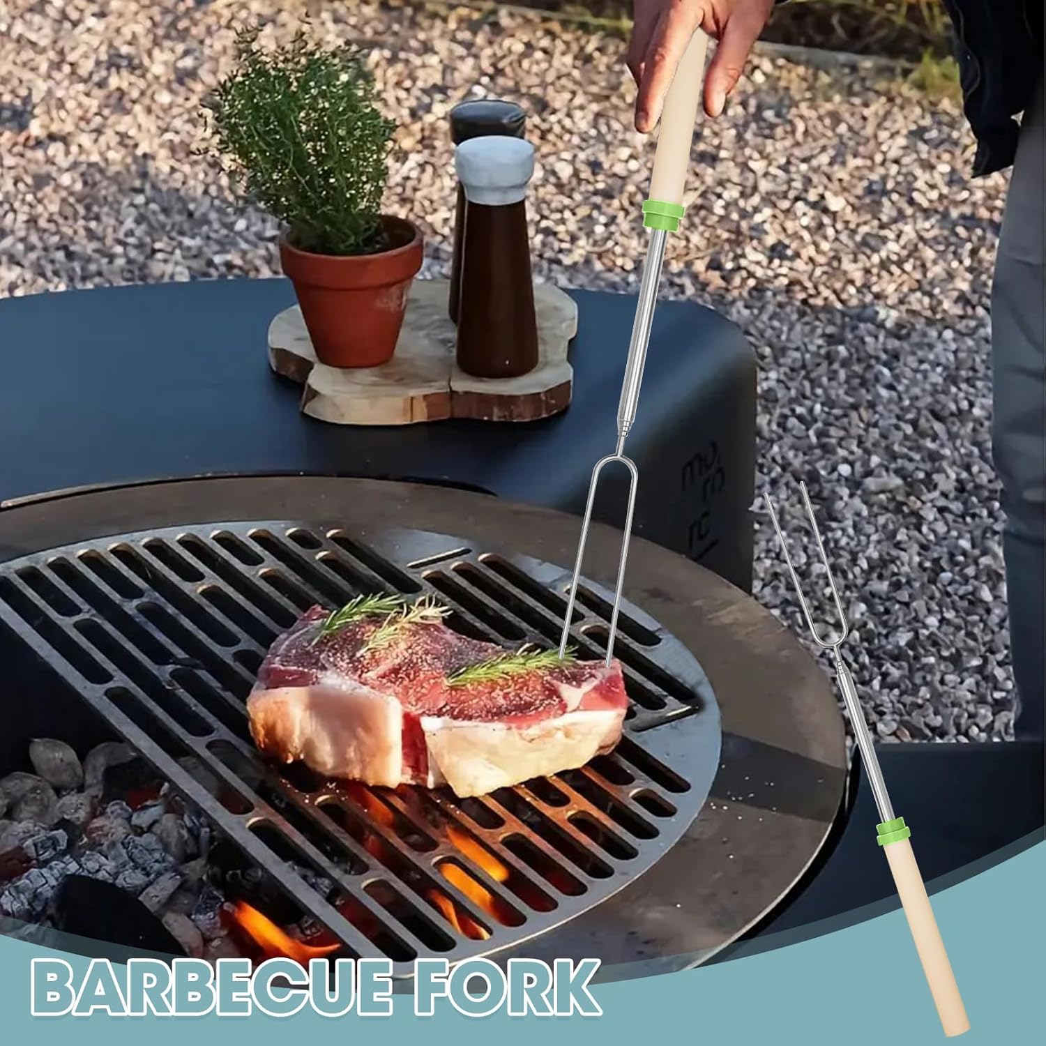 6 Pcs Marshmallow Scktis, 32Inch Long Metal Skewers & Smores Kit, BBQ Roasting Tools, Telescoping Forks, Campfire & Hot Dog for Camping, Garden Party, Barbecue image number 4