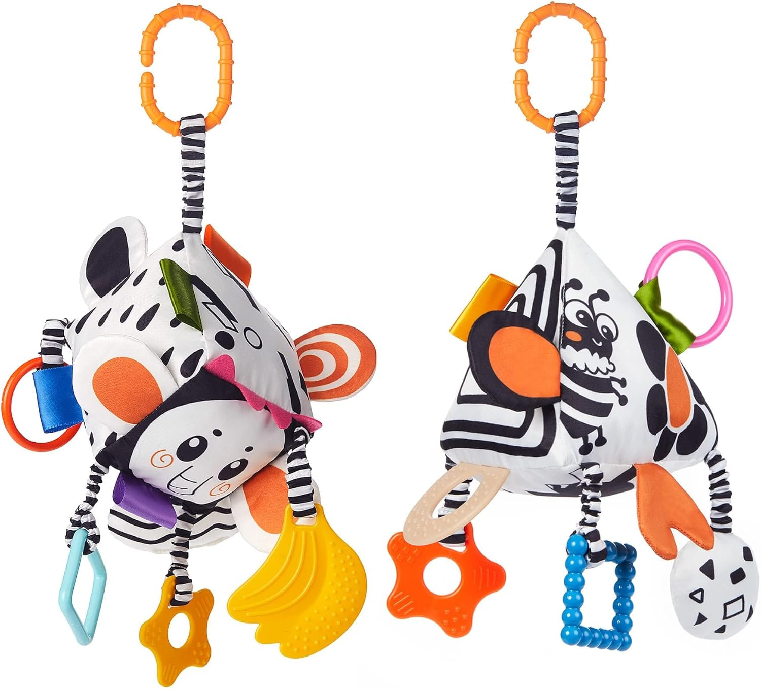 TUMAMA Baby Soft Hanging Rattle High Contrast Toys,Black and White Infant Toys 0-3 Months for Newborn,Baby Hanging Stroller Toy for Toddlers,Soft Sensory Rattles Toys Gift with Wind Chime image number 5