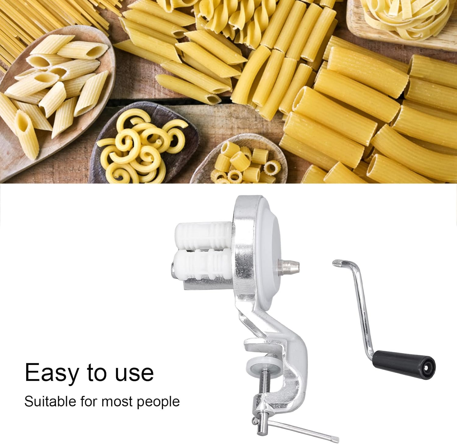 RASTKY Manual Noodle Maker Macaroni Maker Aluminium Alloy Silver Portable Hand Cranking Noodles Pressing Machine for Kitchen Restaurant - Kitchen Gadget for Homemade Noodles image number 4