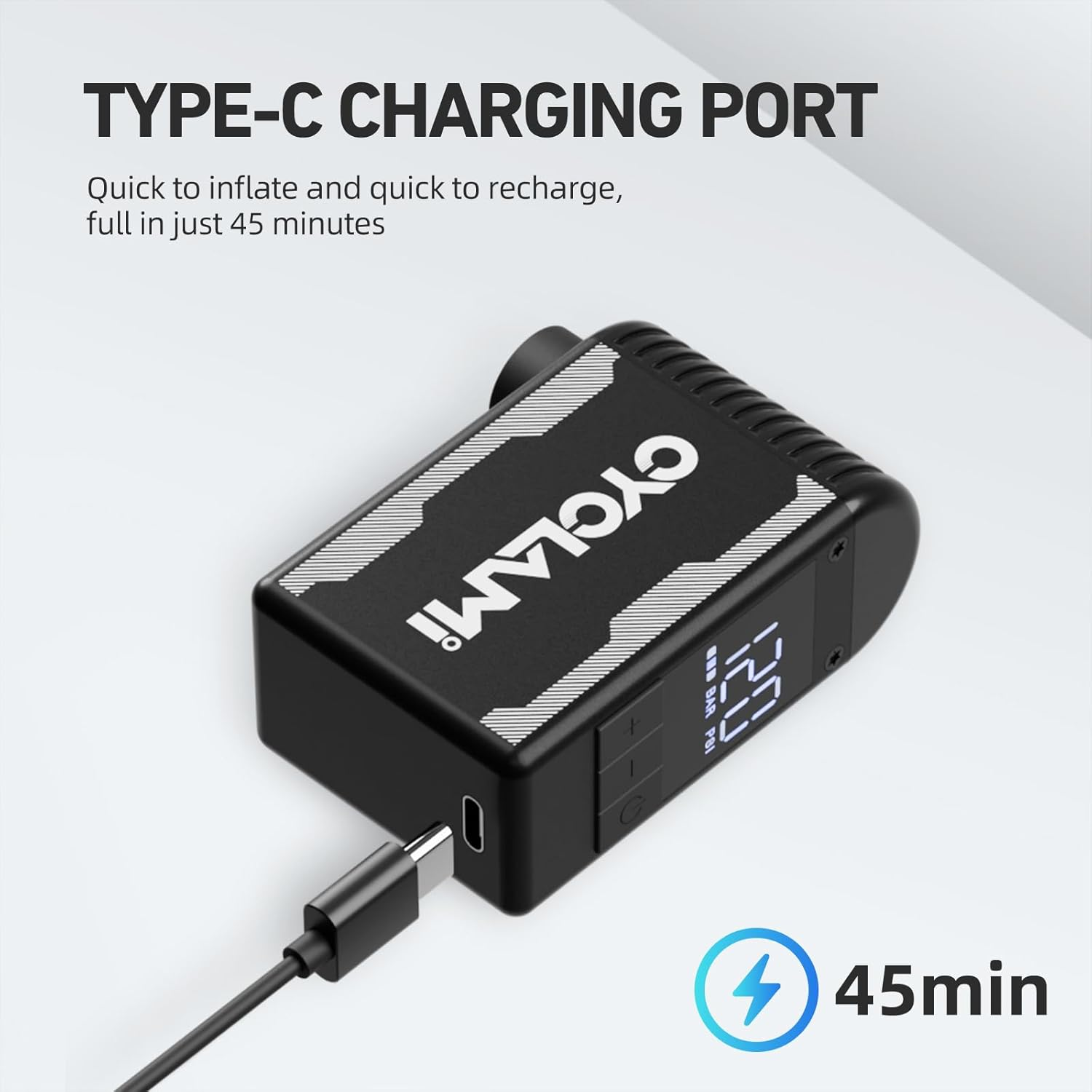 Mini Tiny Bike Pump with Gauge, 120PSI Electric Bicycle Air Pump, Auto Stop, Presta and Schrader Valve Aluminium Portable Tire Inflator for All Bike, Motorcycle, Type-C Rechargeable image number 4