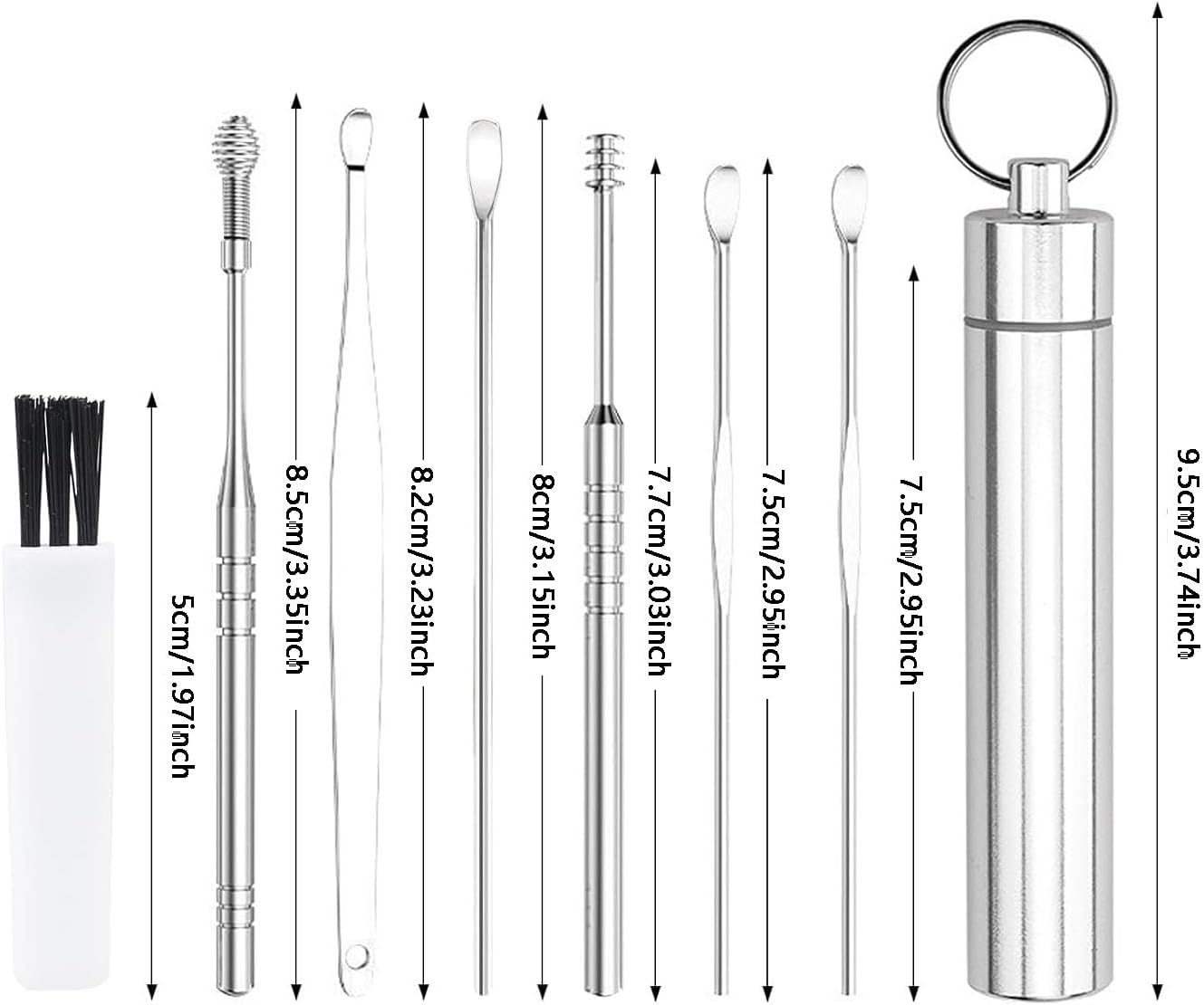 7 Pcs Ear Pick Earwax Removal Kit, Ear Cleansing Tool Set, Ear Curette Ear Wax Remover Tool with Cleaning Brush & Storage Box, Stainless Steel Ear Wax Remover Cleaner, Earpick Tool Set image number 2