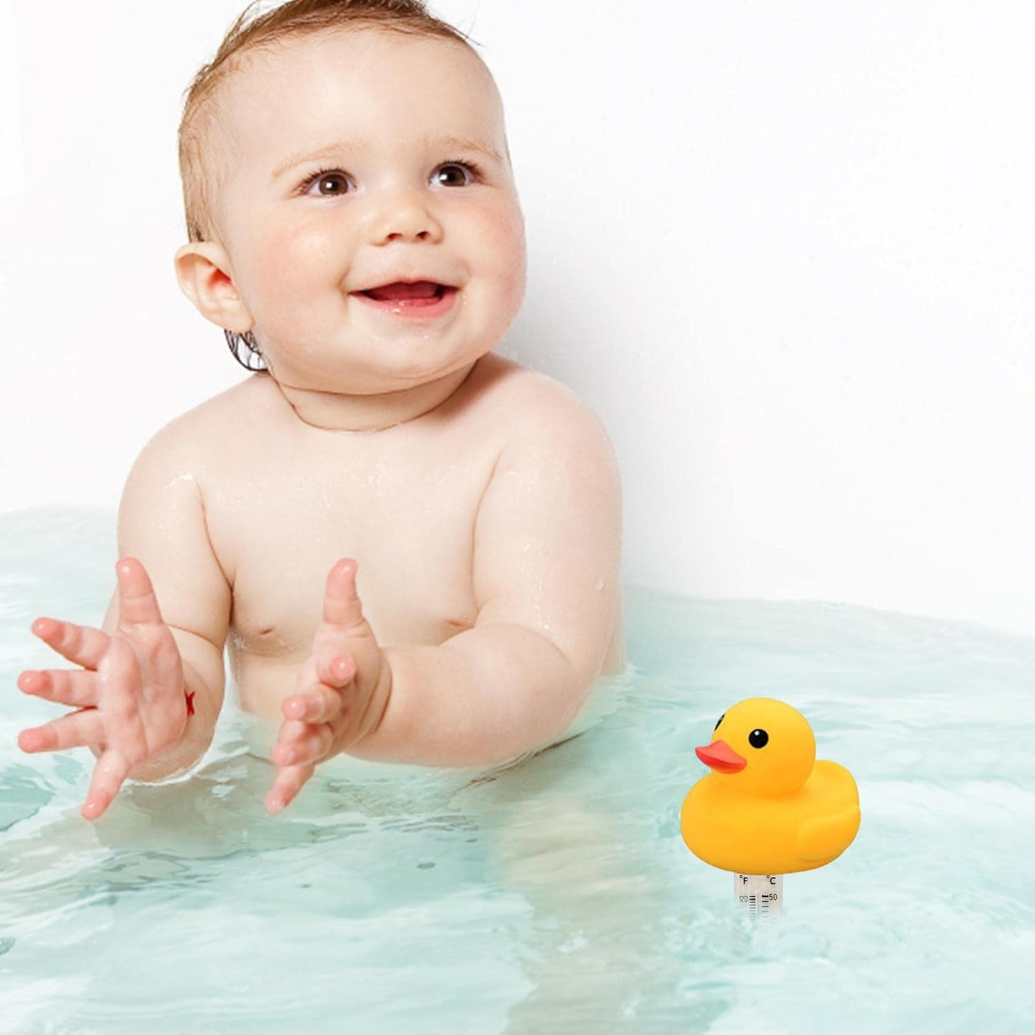 Floating Pool Thermometer | Duck Pool Temperature Gauge | with Thin Rope Spa Thermometer for Shatterproof Aquarium Water Thermometer Lippsy - Yellow Duck image number 2