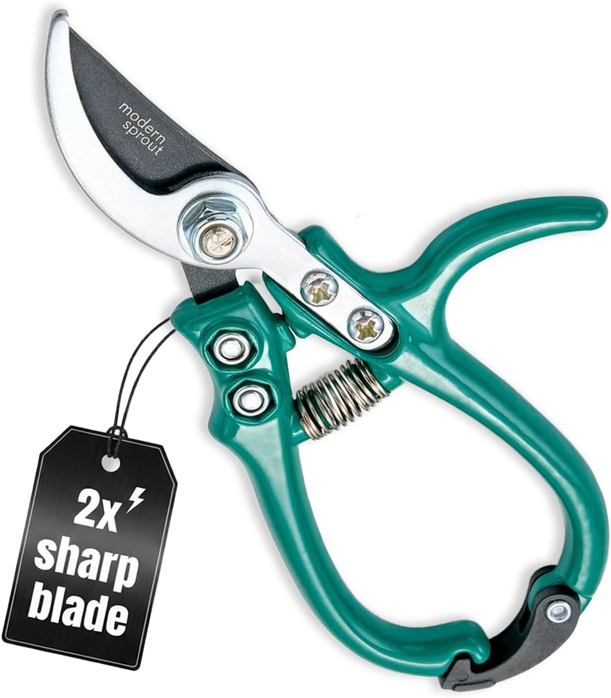 Modern Sprout Hand Pruners - Lightweight Pruning Shears W/Easy Lock- Gardening Scissors - Bypass Sharp Carbon Steel Blade - Rust Resistant - Garden Tools - Reusable Holster - Sage