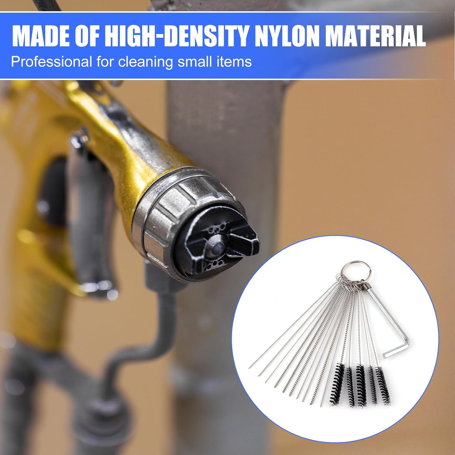 Gosknor Carburetor Cleaning Kit, Carb Cleaning Kit Carburetor Cleaner Torch Tip Cleaner Set with 10 Nylon Carb Cleaning Brushes, 20 Cleaning Needles, 2 Hex Wrenches and 2 Sharp Picks image number 6