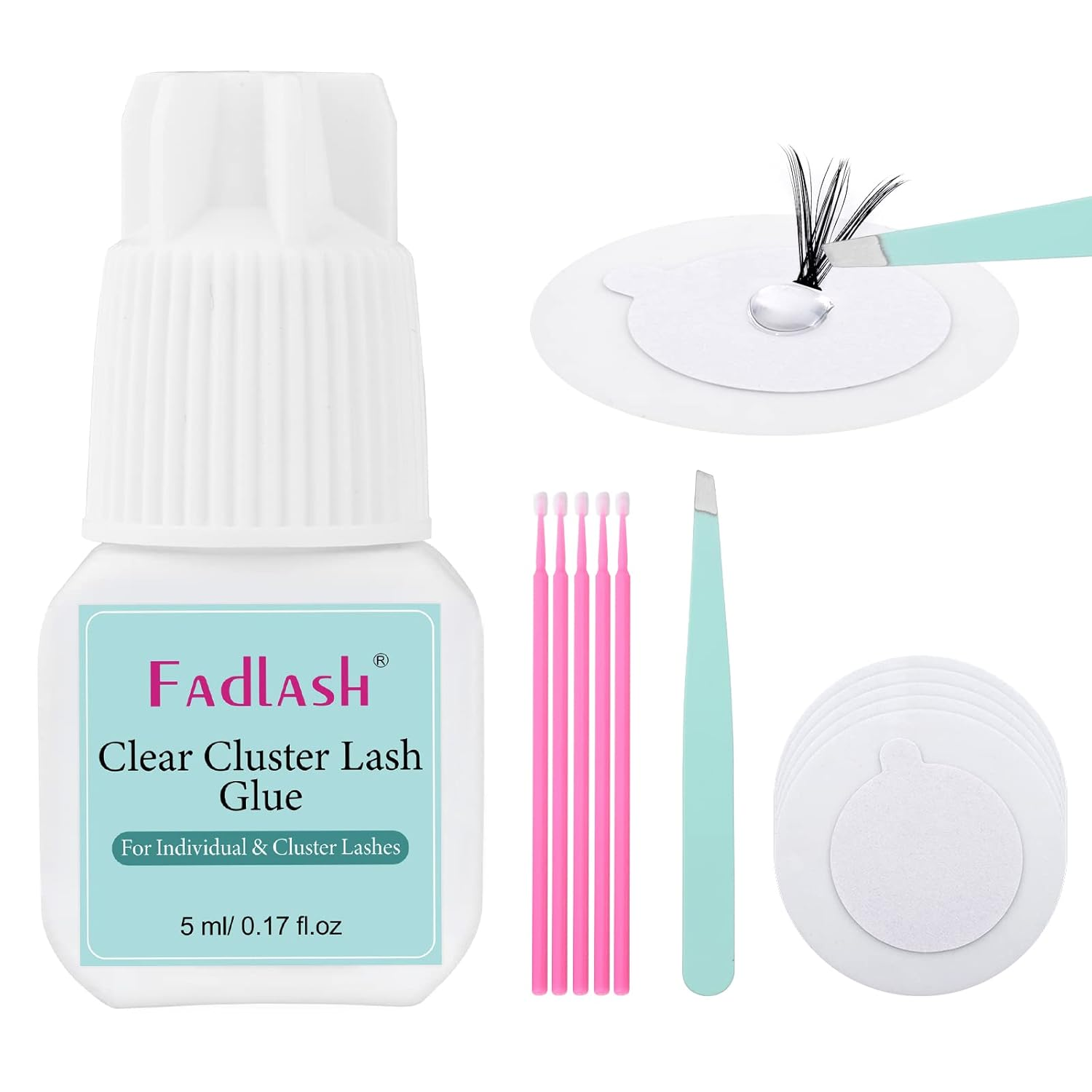 FADLASH Lash Cluster Glue Fast Drying Long Lasting DIY Waterproof Clear Lash Glue for Eyelash Clusters for Self Application image number 4