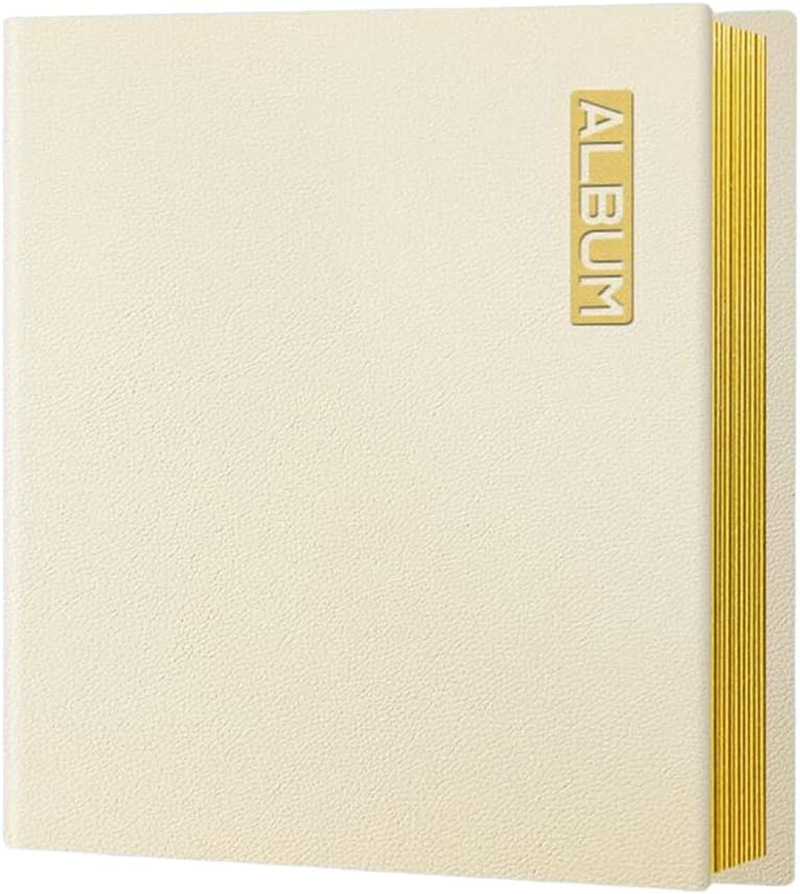 Leather PU Photo Album A4 Self-Adhesive Sticky Type Craft Film Protection Scrapbook White Card Book Birthday Gift Travel, Brown/Black Card