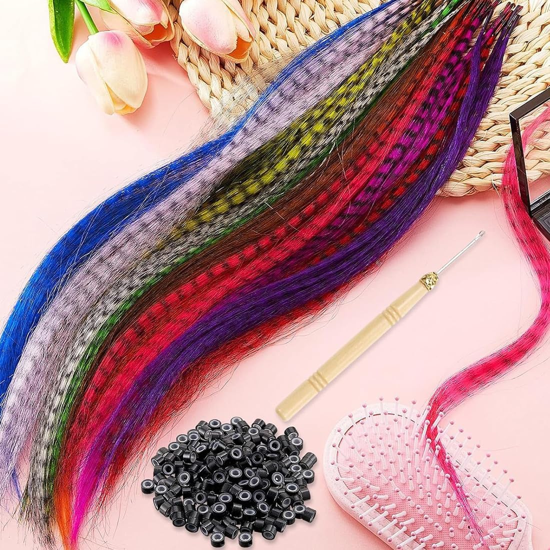 VIVIIHOO Clip-In Hair Extensions, 52 Pieces, Colourful Clip-In Extensions for Girls and Women - Synthetic Fibre, Perfect for Parties, Halloween, Daily Life & Gifts image number 5