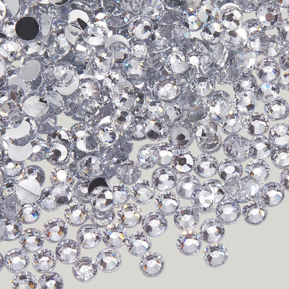 CABODYALS 4750Pcs 4MM Clear Resin Rhinestones Bulk Bedazzling Half round Flatback Glue Fix Crystals Flat Back Rhinestone Gems Charms Stone Nail Decoration for Diy Craft Clothe Bag Shoes Wedding Decor image number 4