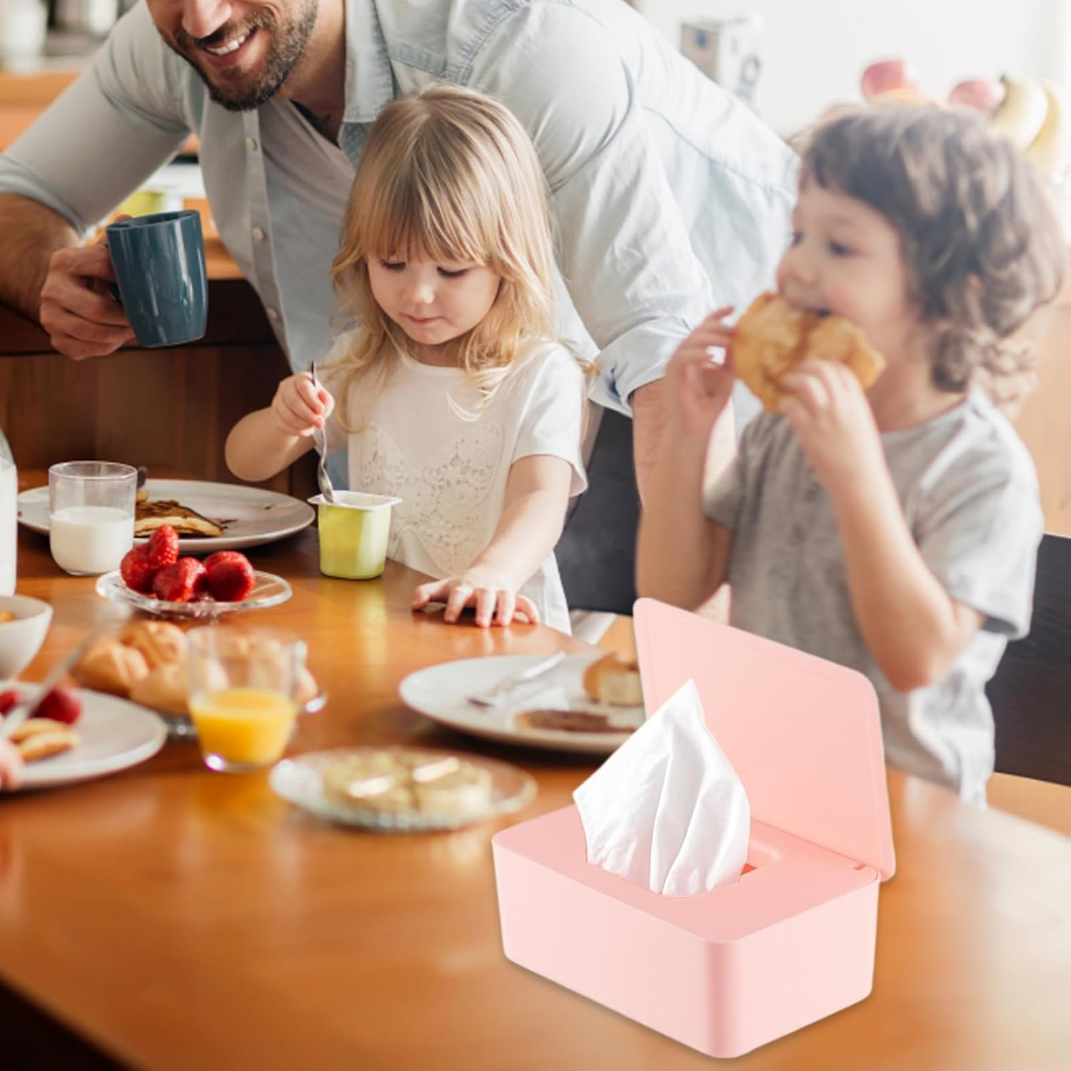 Wet Wipes Dispenser | Baby Wipe Holder | Reusable Tissue Storage Box for Car Counter Living Room Restaurant Home Nursery Bedroom Bathroom Toilet image number 5