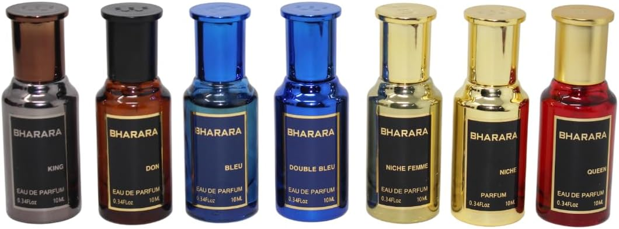 Bharara Beauty Women'S Mini 7 Piece Gift Set, 10 Ml Each (King, Double Bleu, Bleu, Don, Niche Femme, Niche, Queen) image number 2