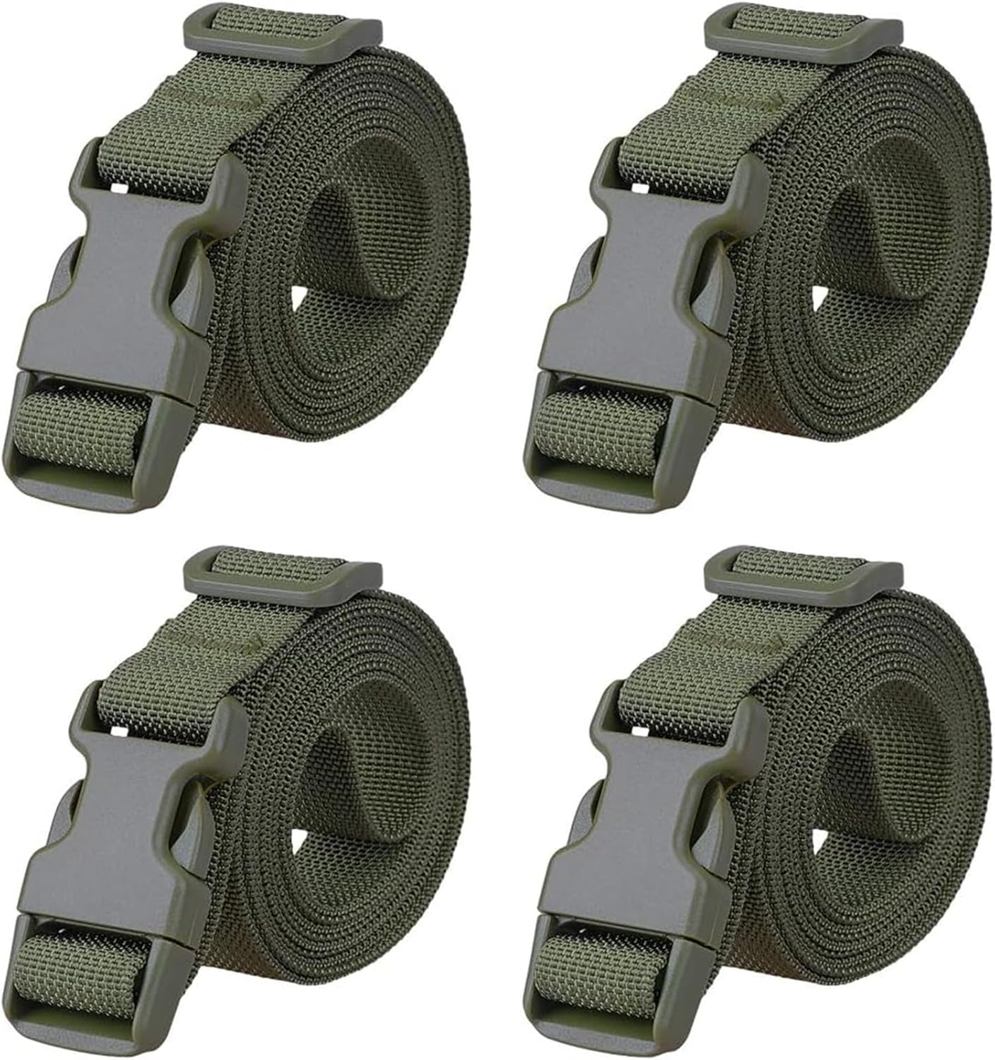 Luggage Straps, 4 Pack Heavy Duty Utility Webbing Strap Adjustable for Backpacking, Camping, Sleeping Bag Compression, Suitcases, with Quick Release Buckle Clip, Armygreen image number 3